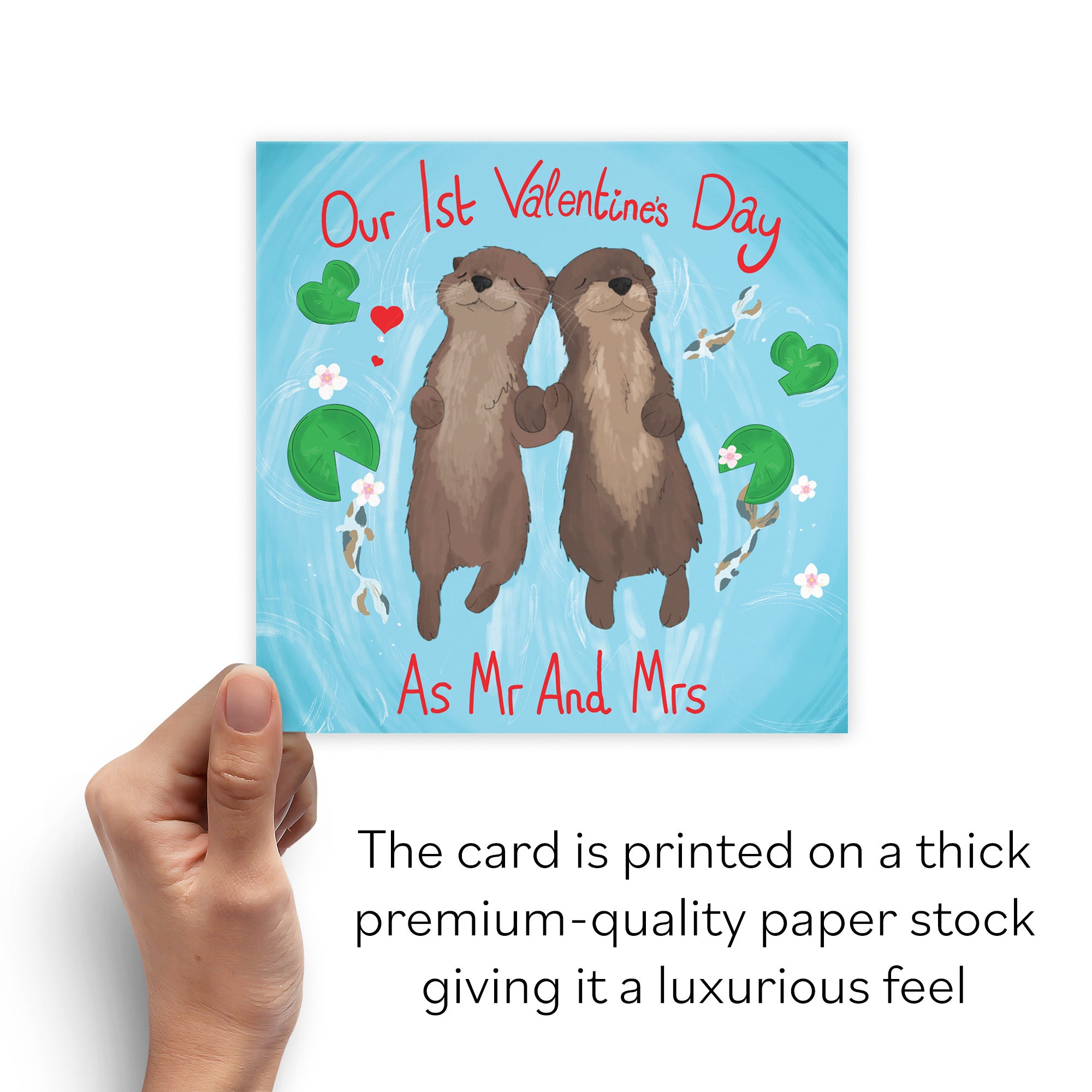 Otters 1st Married Valentine's Day Card Cute Animals - Default Title (B09R6L3VN8)