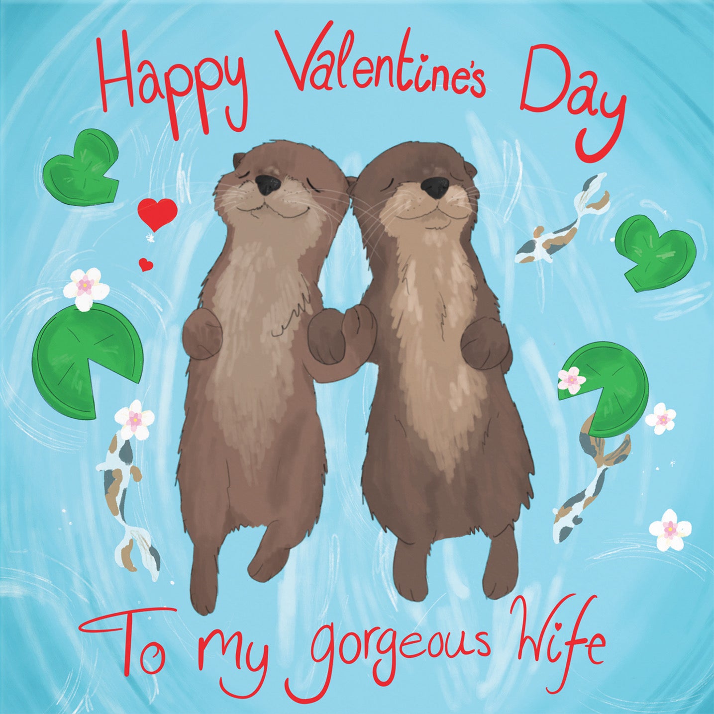 Wife Otters Valentine's Day Card Cute Animals - Default Title (B09R6LLNQ2)