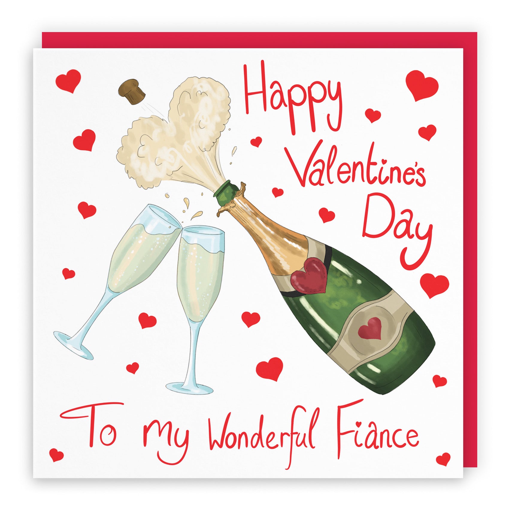 Fiance Flutes And Hearts Valentine's Day Card Classic - Default Title (B09R6LPTCG)