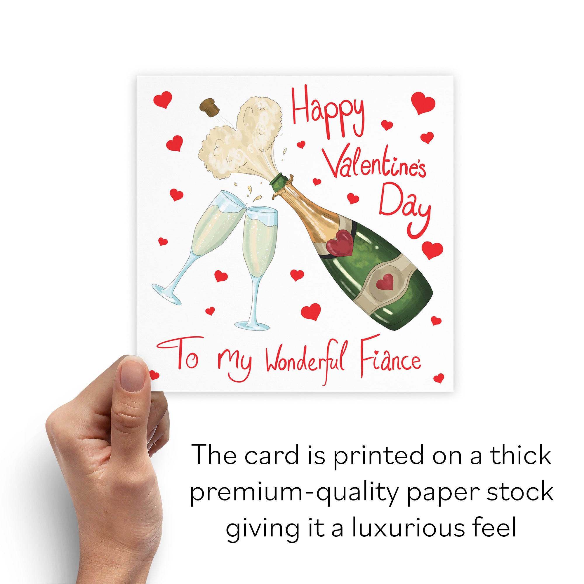 Fiance Flutes And Hearts Valentine's Day Card Classic - Default Title (B09R6LPTCG)