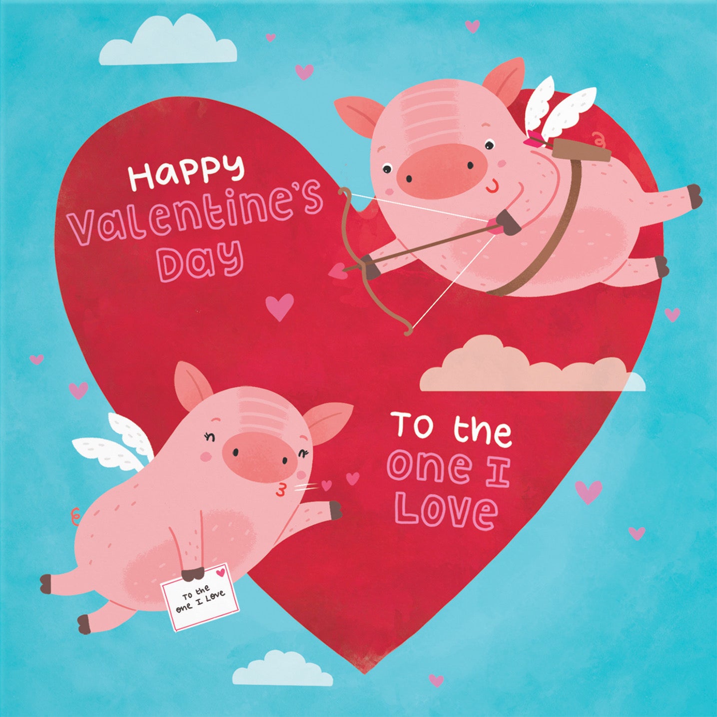 Cute Flying Pigs Valentine's Day Card Iconic - Default Title (B09R6N78FW)
