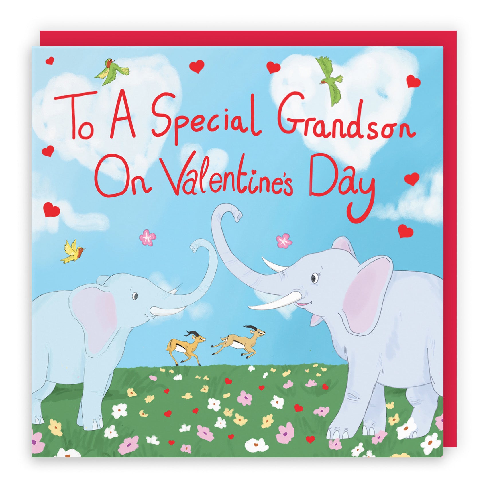 Grandson Elephants Valentine's Day Card Cute Animals - Default Title (B09R6N7CFL)