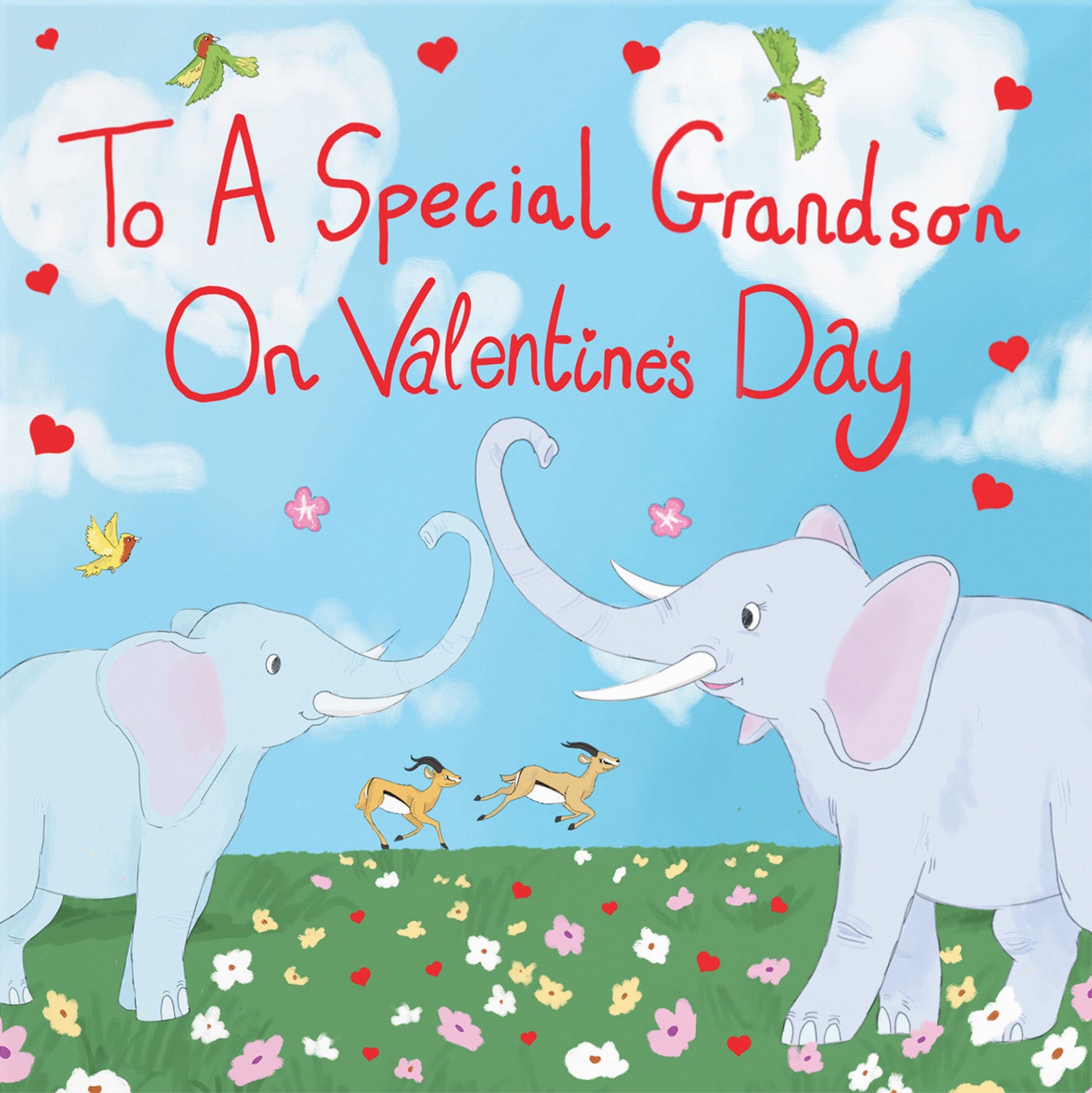 Grandson Elephants Valentine's Day Card Cute Animals - Default Title (B09R6N7CFL)