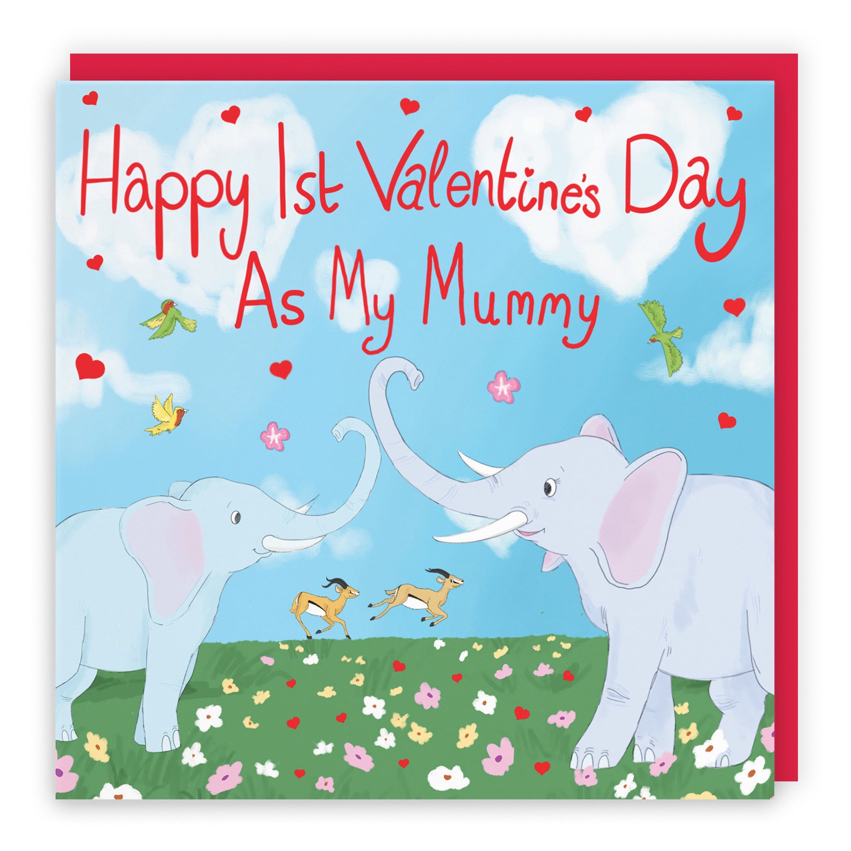 Mummy 1st Valentine's Day Elephants Card Cute Animals - Default Title (B09R6R27S8)