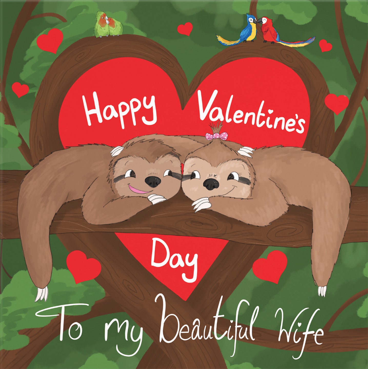 Wife Romantic Sloth Valentine's Day Card Cute Animals - Default Title (B09R6TS3YP)
