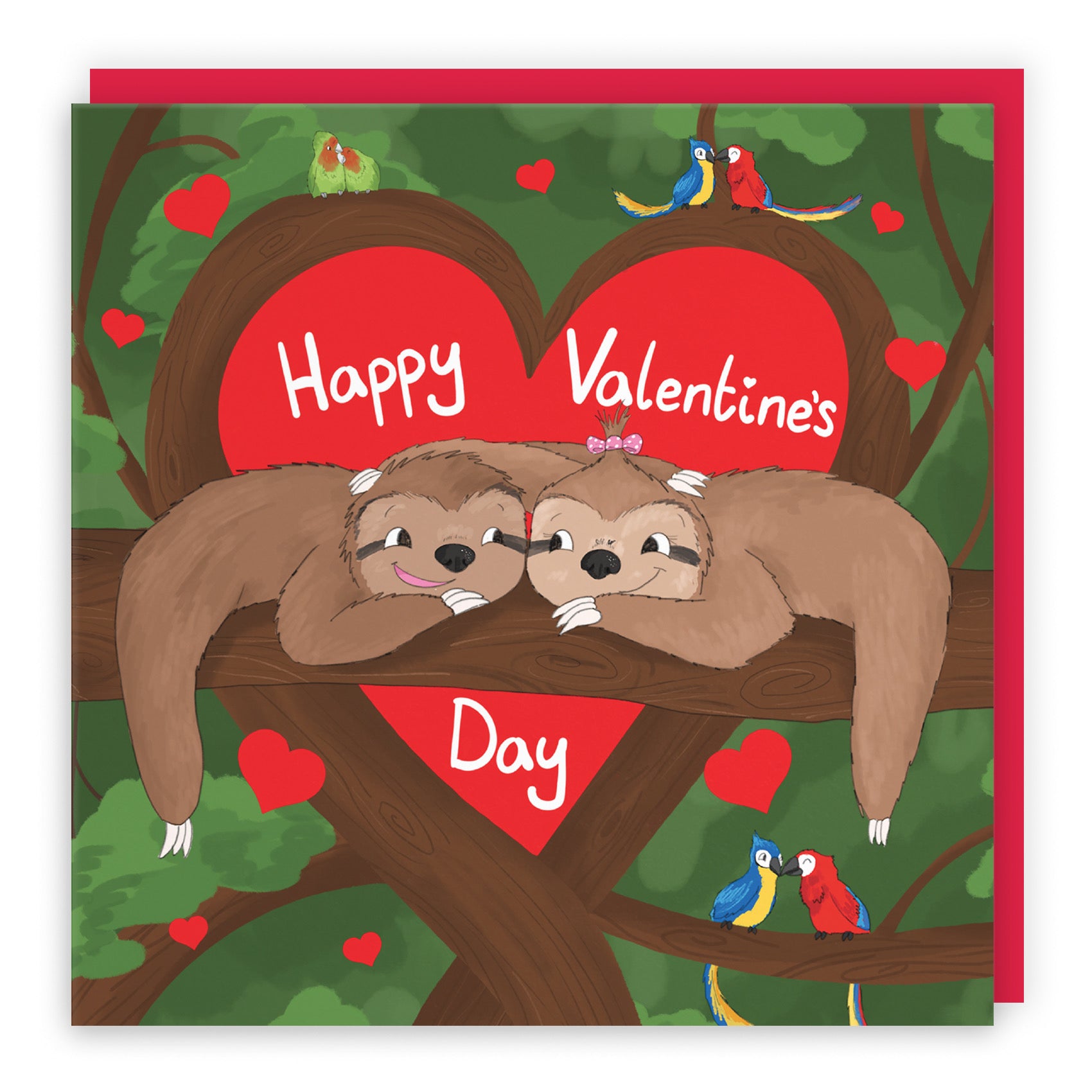 Romantic Sloths Valentine's Day Card Cute Animals - Default Title (B09R6XPVP4)