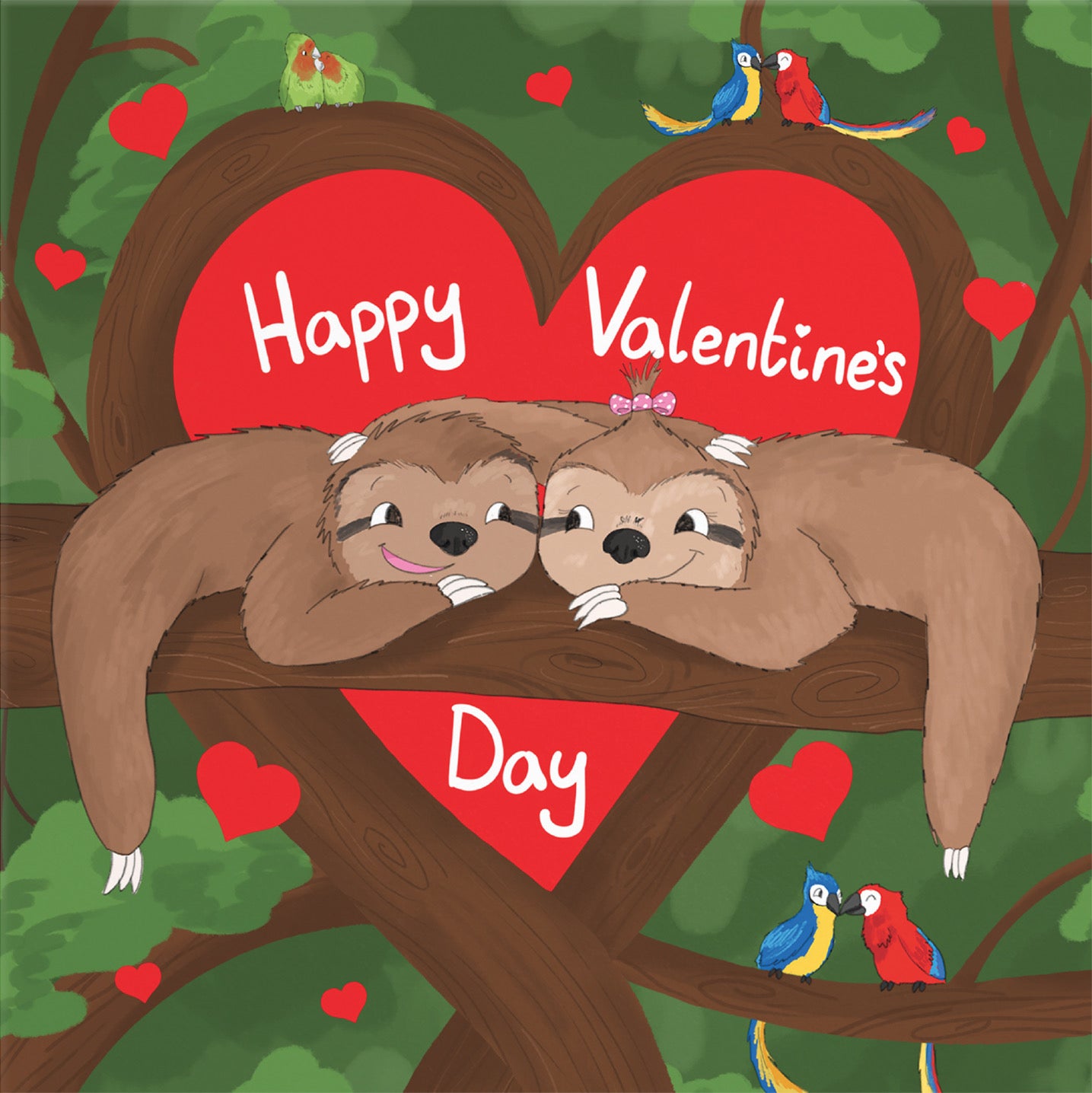 Romantic Sloths Valentine's Day Card Cute Animals - Default Title (B09R6XPVP4)