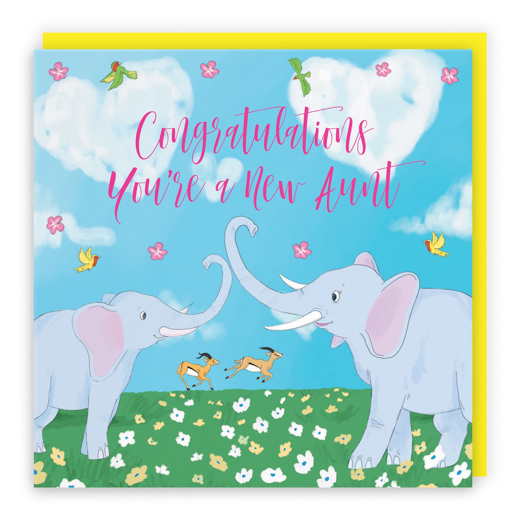 New Aunt Congratulations New Baby Card Two Elephants Cute Animals - Default Title (B09VM4HJ5J)