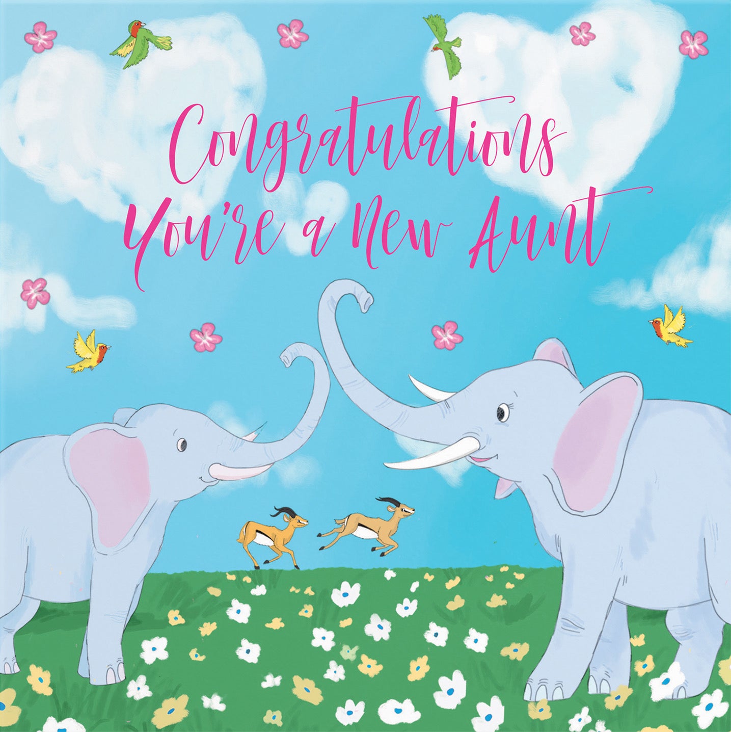 New Aunt Congratulations New Baby Card Two Elephants Cute Animals - Default Title (B09VM4HJ5J)