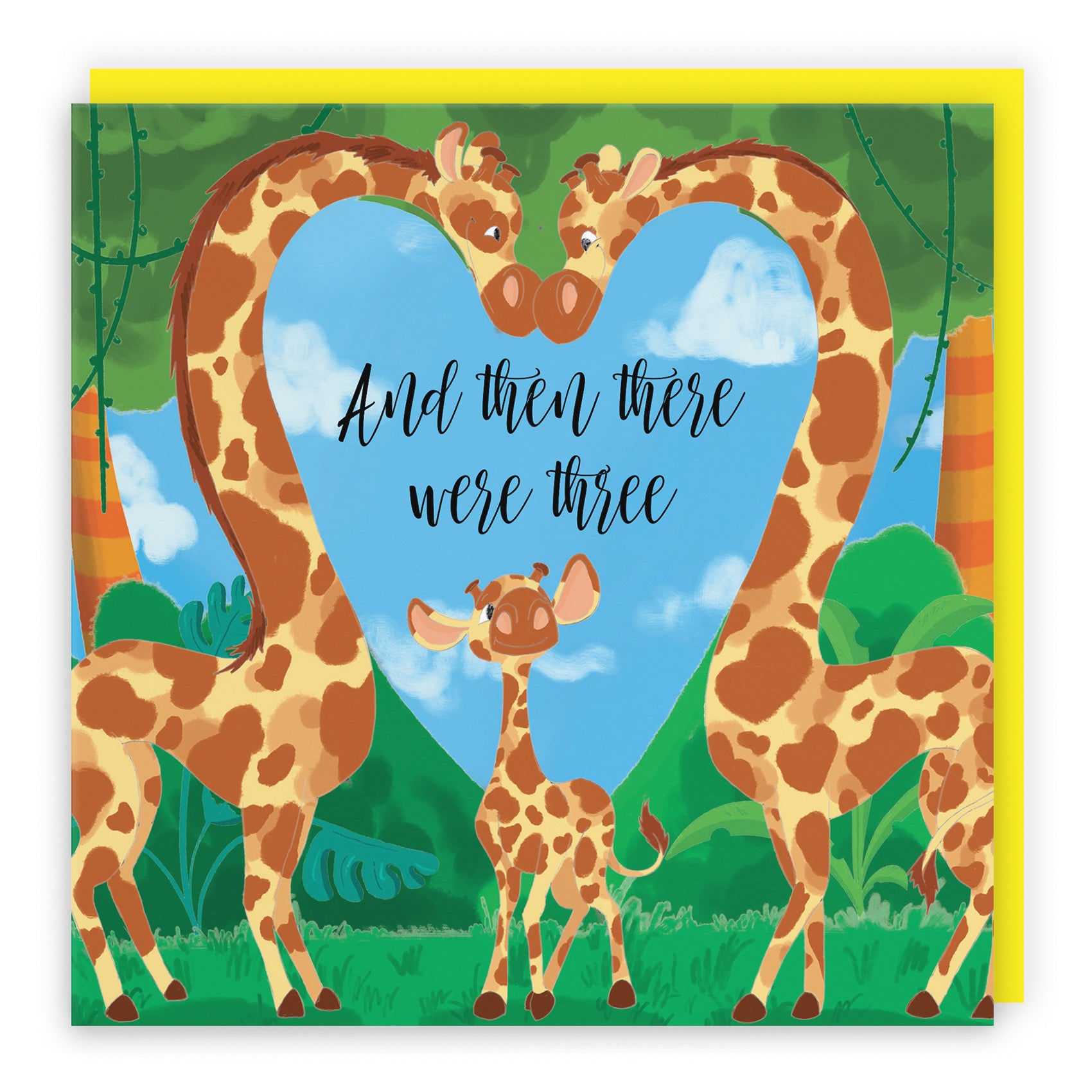 And Then There Were Three New Baby Card Cute Giraffes Jungle - Default Title (B09VM5T5GB)