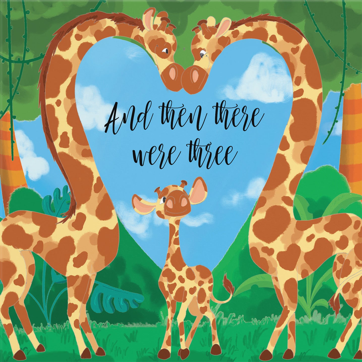 And Then There Were Three New Baby Card Cute Giraffes Jungle - Default Title (B09VM5T5GB)