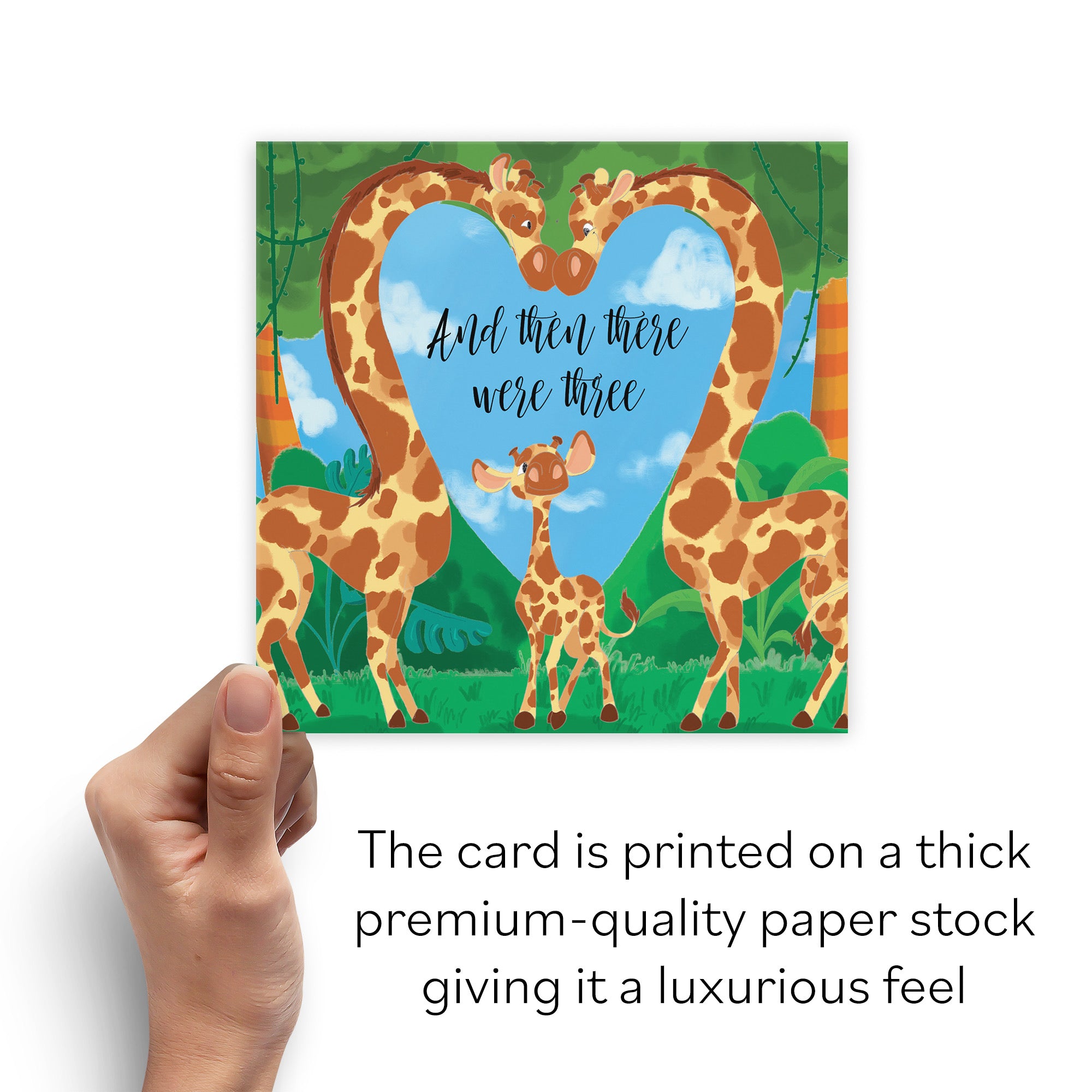 And Then There Were Three New Baby Card Cute Giraffes Jungle - Default Title (B09VM5T5GB)