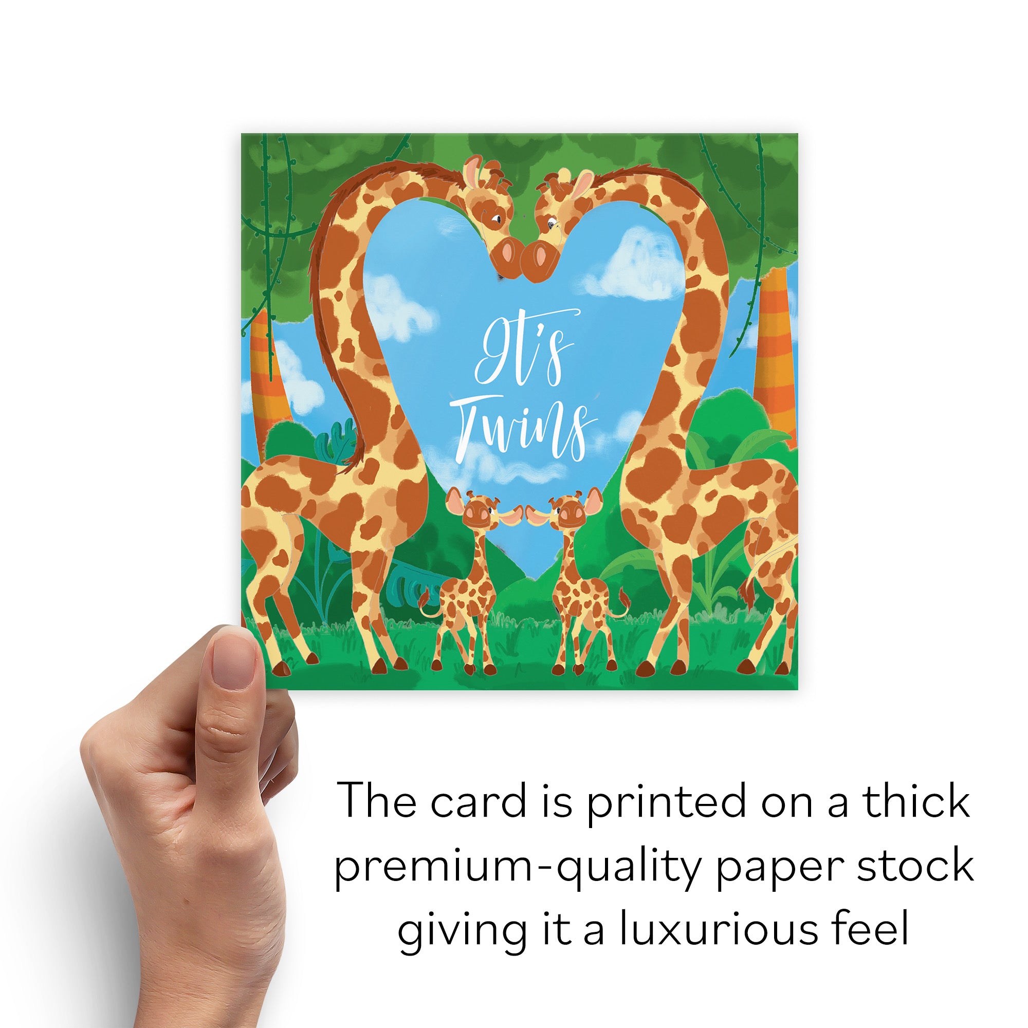 New Baby Twins Cute Giraffes Congratulations Card Jungle - Default Title (B09VM5ZYJ2)