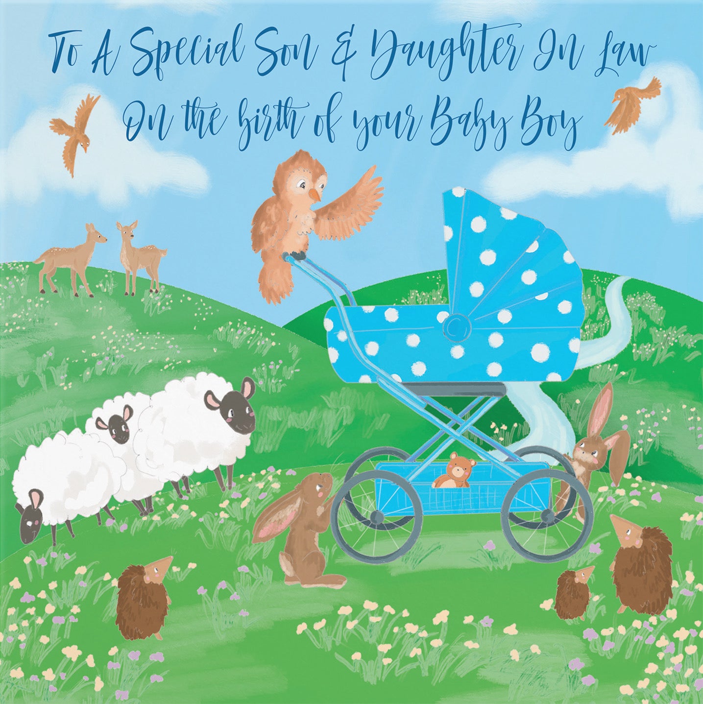 Son And Daughter In Law New Baby Boy Congratulations Card Countryside - Default Title (B09VM7L5VM)