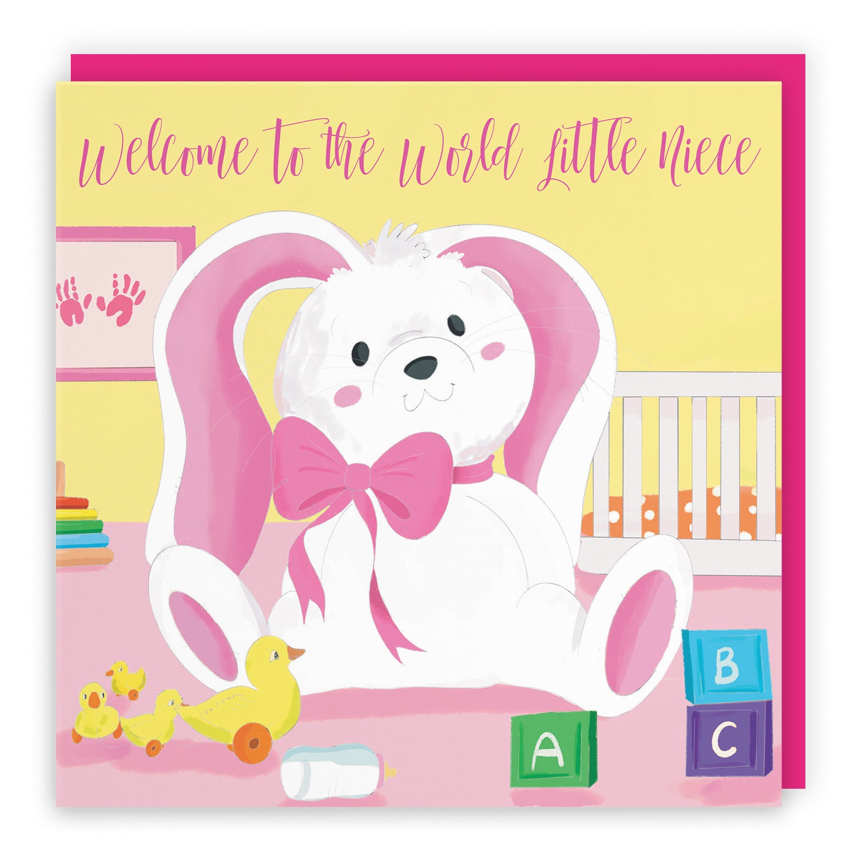 Welcome To The World Little Niece Card Pink Rabbit Classic - Default Title (B09VM9WD6L)