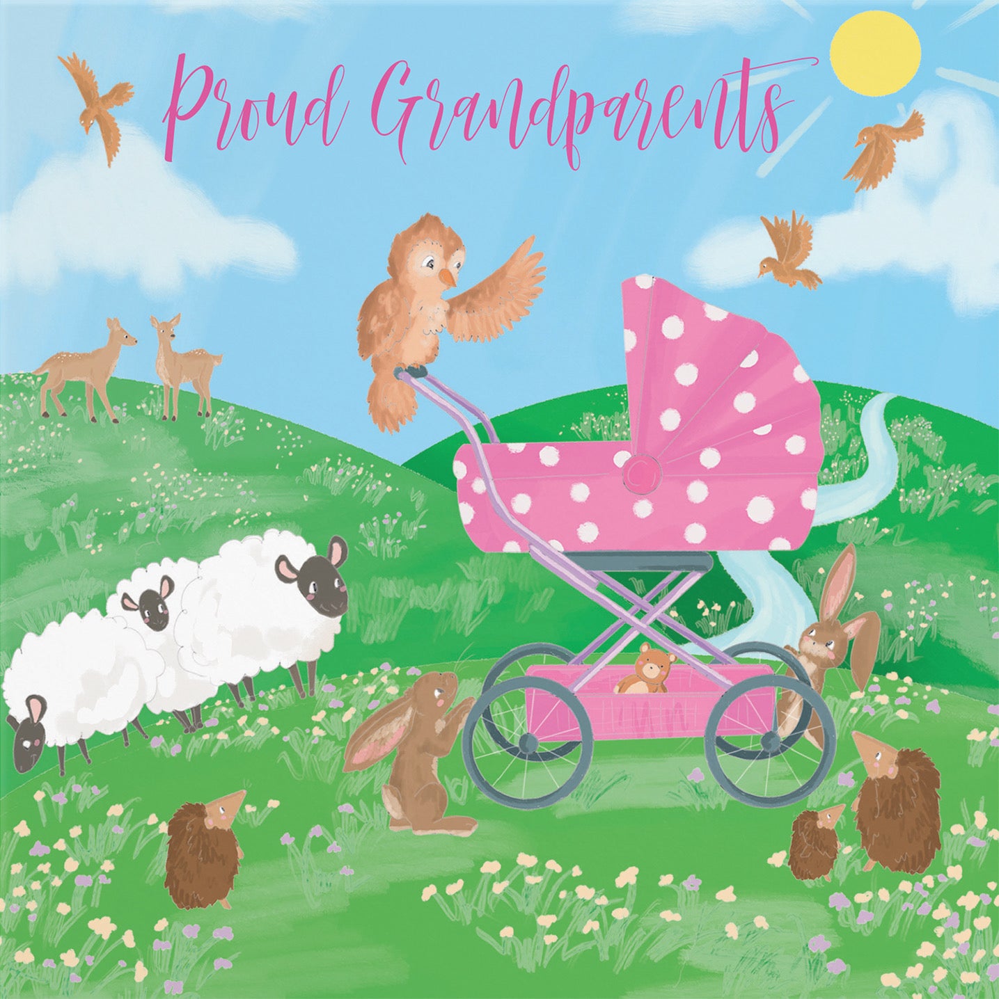 Proud Grandparents Cute New Baby Girl Card Countryside - Default Title (B09VMFNGQM)