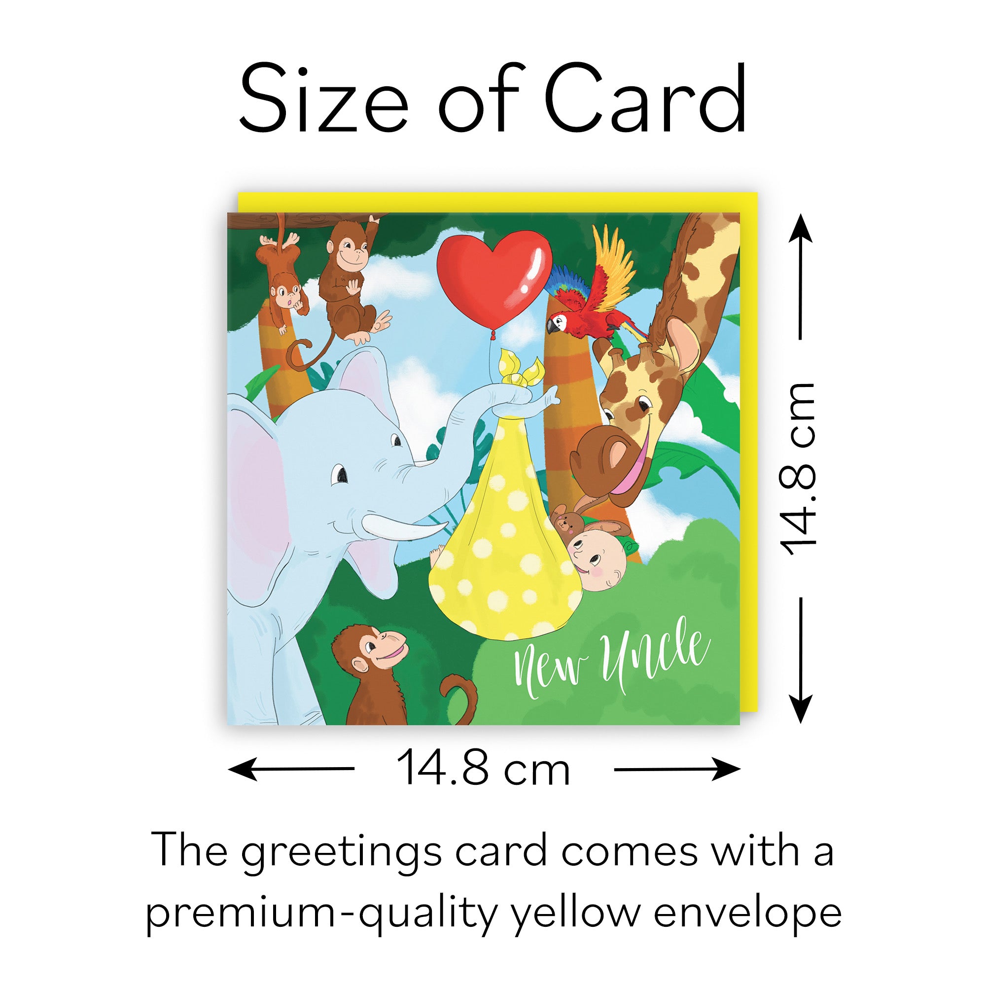 New Uncle Congratulations New Baby Card Cute Elephant Jungle - Default Title (B09VMHJ2GB)