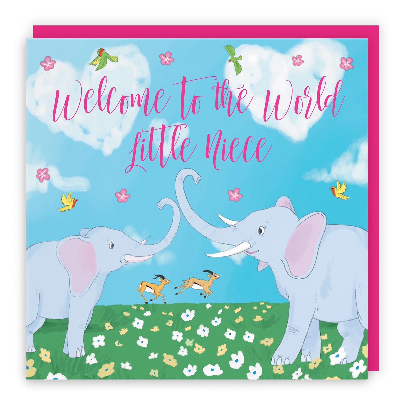 Welcome To The World Little Niece Card Two Elephants Cute Animals - Default Title (B09VMK3BPQ)