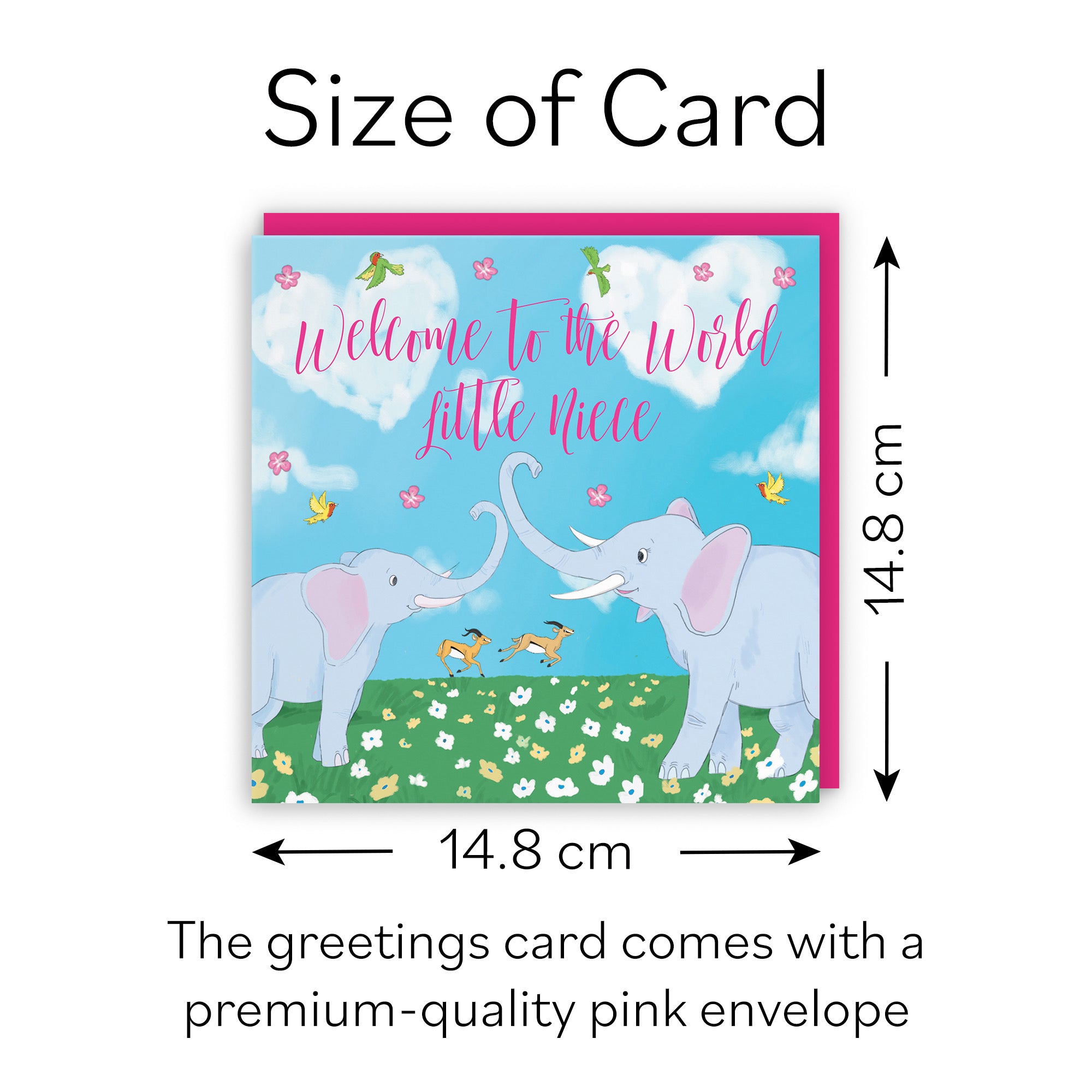 Welcome To The World Little Niece Card Two Elephants Cute Animals - Default Title (B09VMK3BPQ)