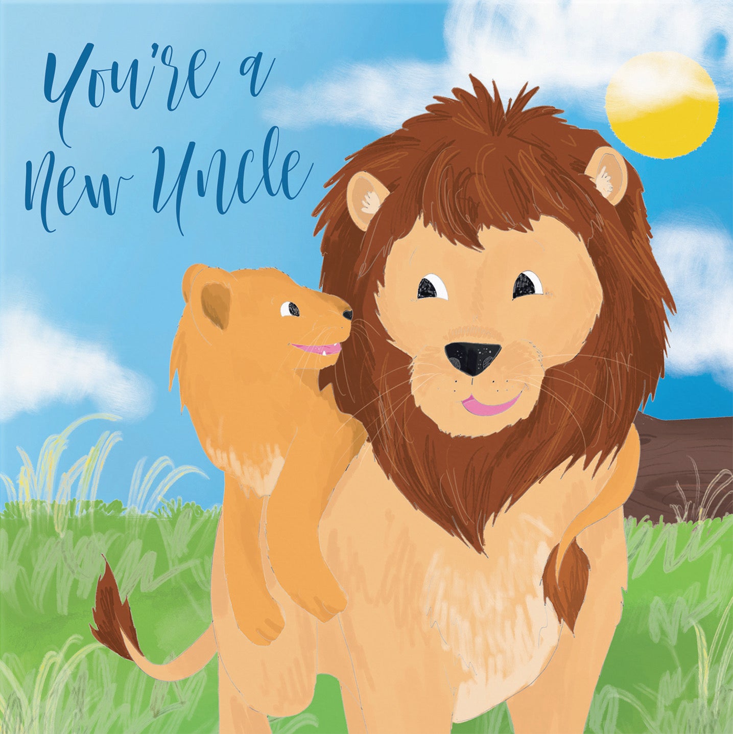 New Uncle Congratulations New Baby Card Cute Lions Jungle - Default Title (B09VMKPXP4)