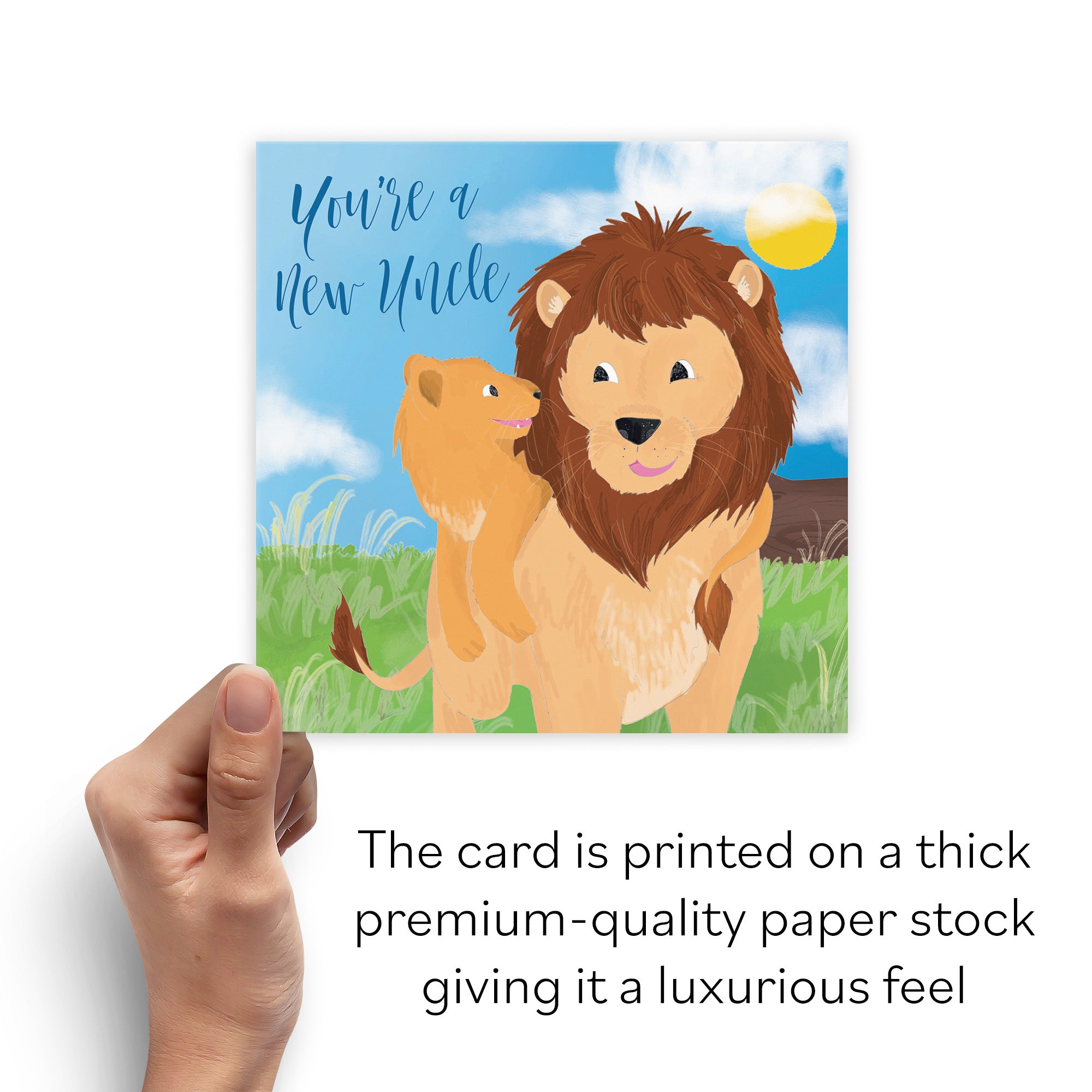 New Uncle Congratulations New Baby Card Cute Lions Jungle - Default Title (B09VMKPXP4)