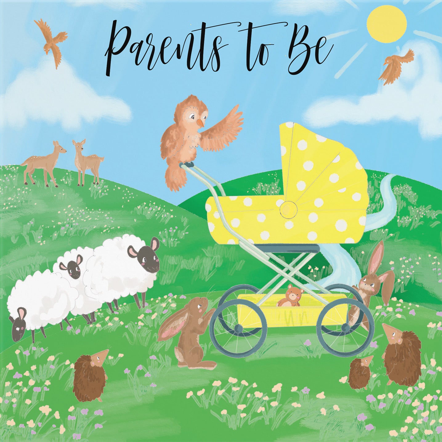 Parents To Be Congratulations Expecting New Baby Card Yellow Countryside - Default Title (B09VML76GZ)