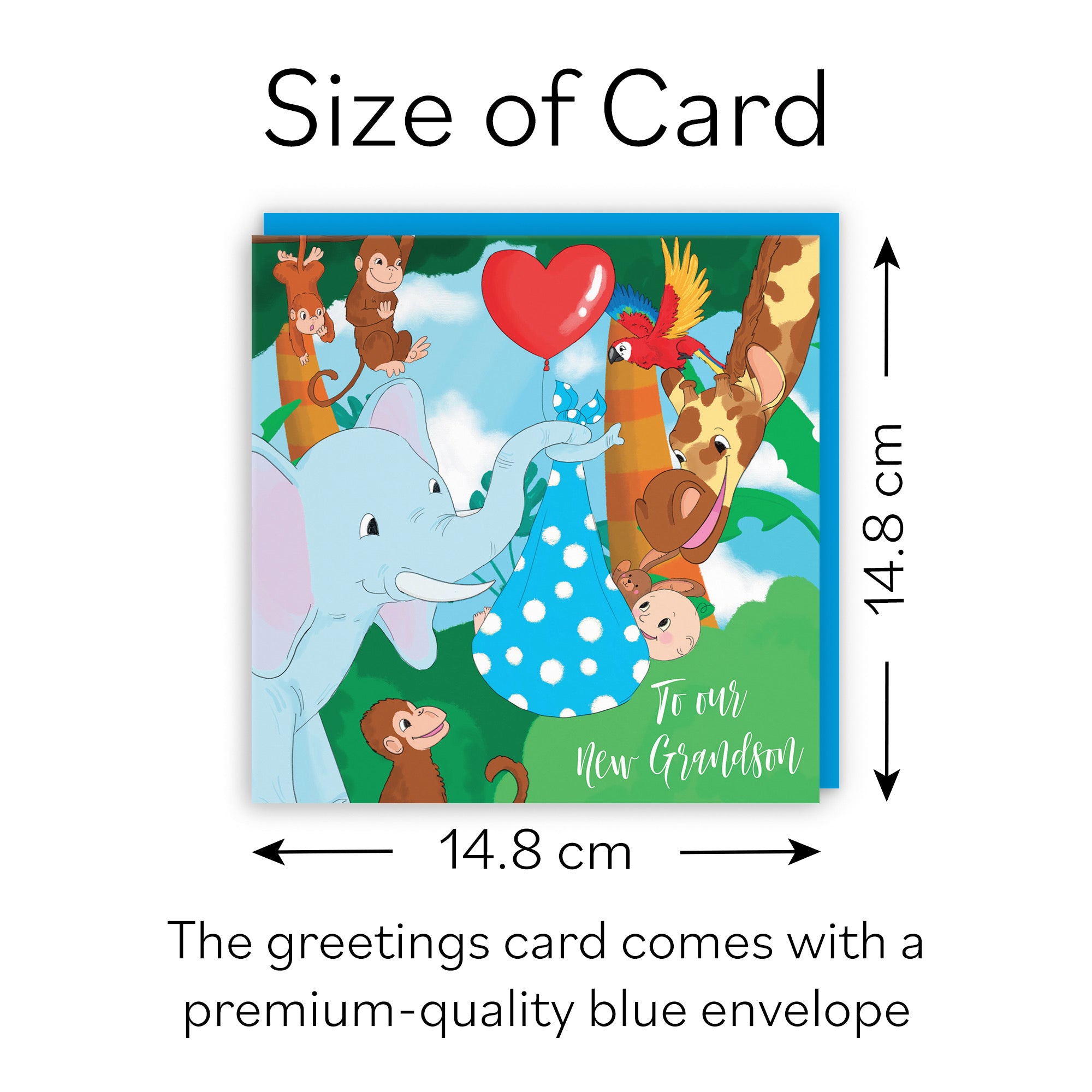 To Our New Grandson New Baby Card Cute Elephant Jungle - Default Title (B09VMM2M13)