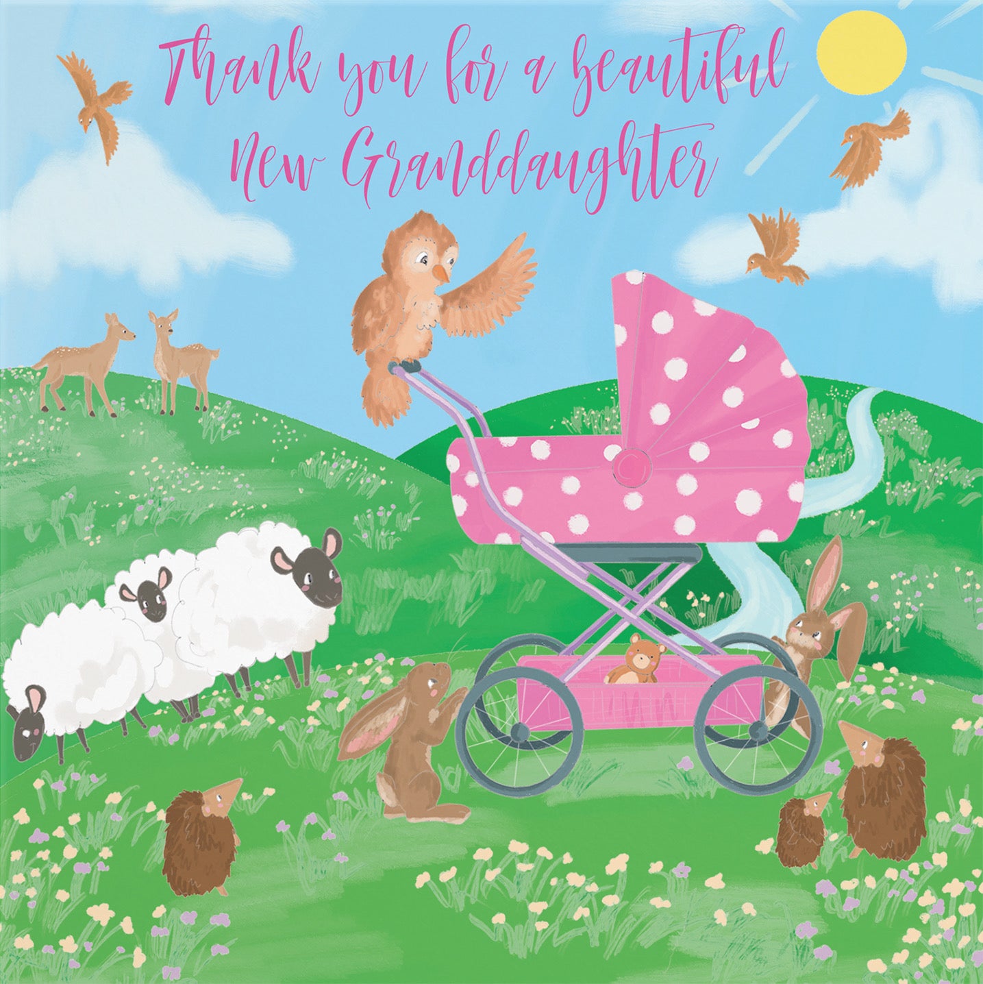 New Baby Granddaughter Thank You Card Countryside - Default Title (B09VMQJ9P1)