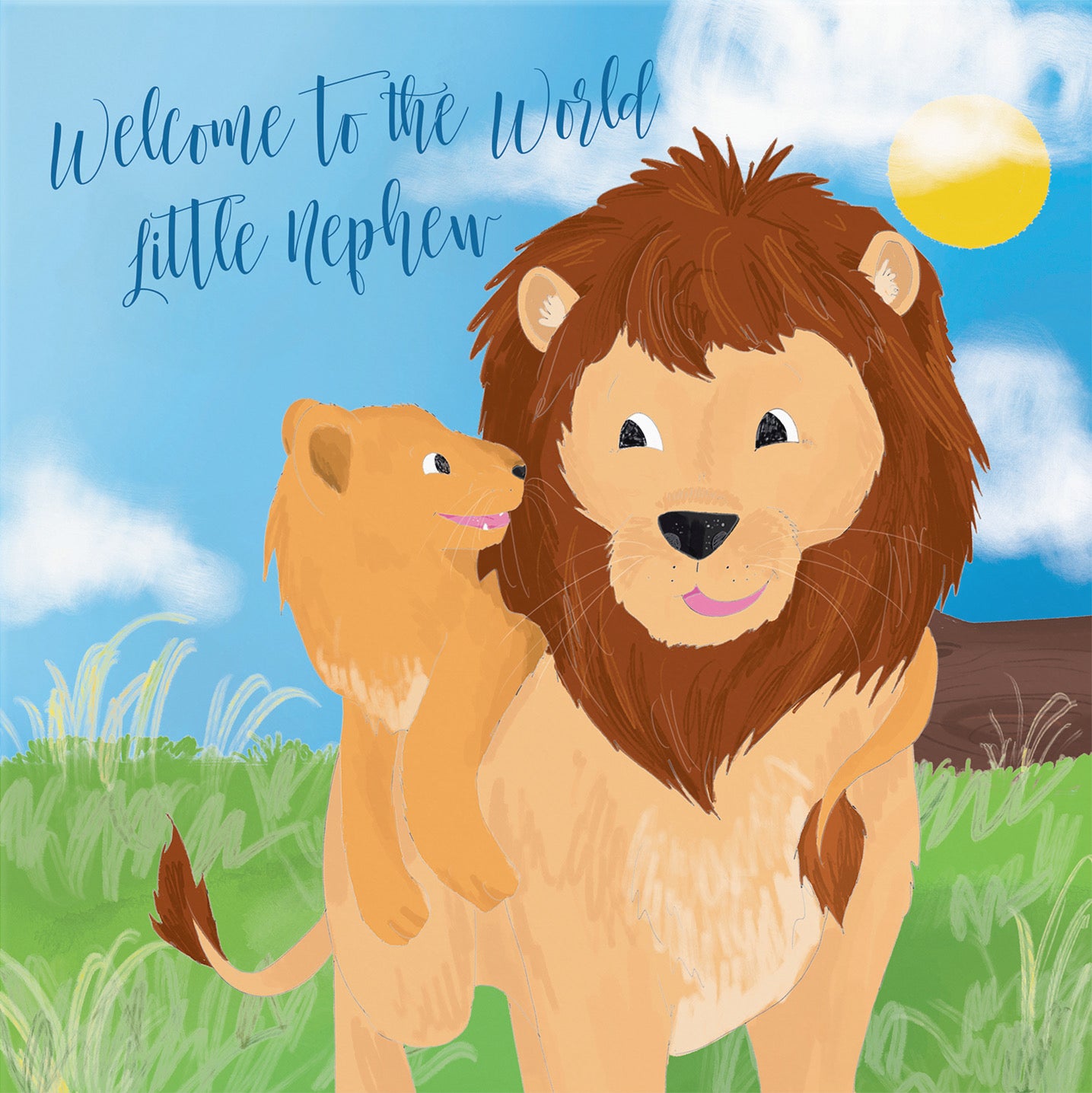 Welcome To The World Little Nephew Card Cute Lions Jungle - Default Title (B09VMQNZ8N)
