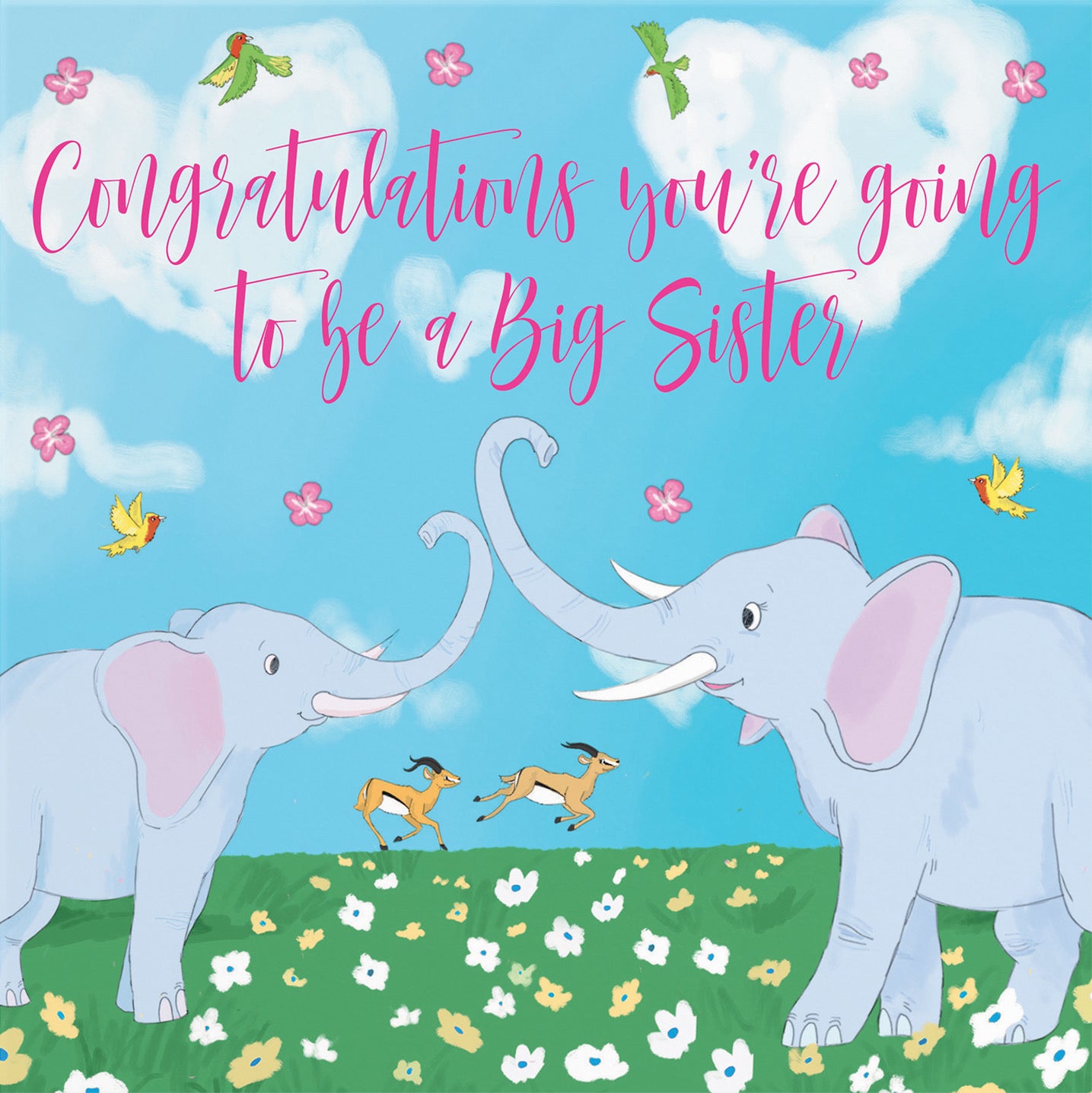 New Baby Pregnancy Announcement Big Sister Card Two Elephants Cute Animals - Default Title (B09VMTF2ZD)