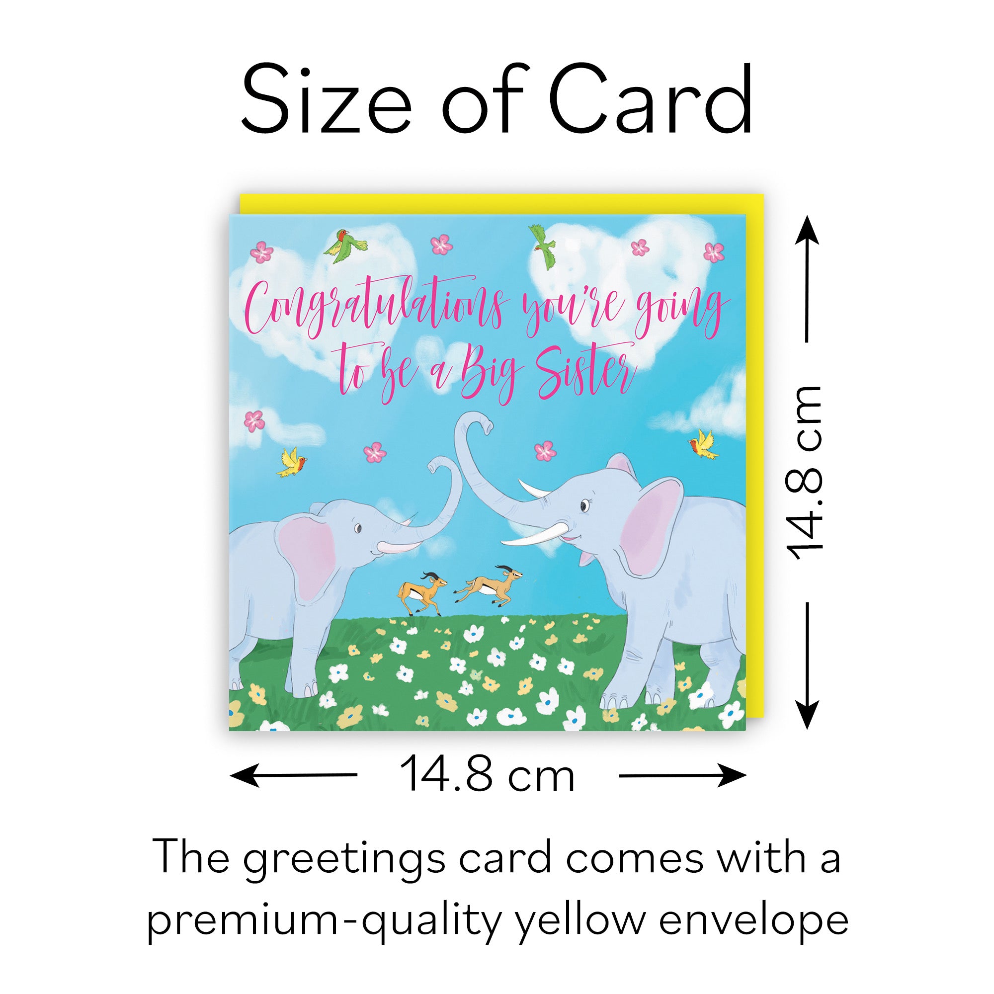 New Baby Pregnancy Announcement Big Sister Card Two Elephants Cute Animals - Default Title (B09VMTF2ZD)