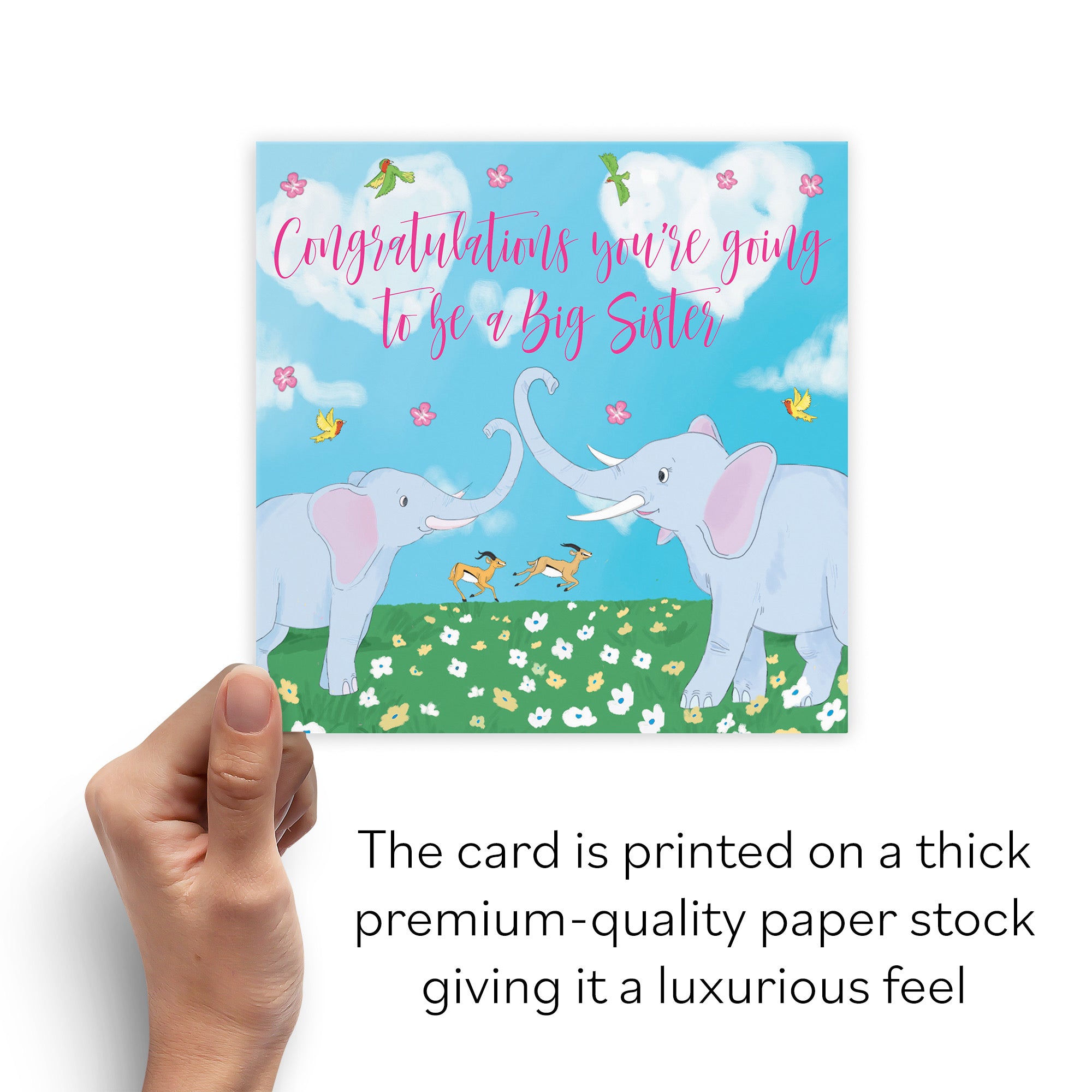 New Baby Pregnancy Announcement Big Sister Card Two Elephants Cute Animals - Default Title (B09VMTF2ZD)