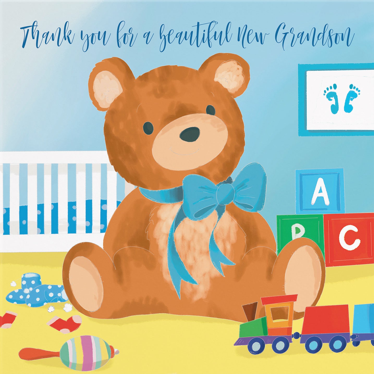 Thank You For A Beautiful New Grandson Card Teddy Bear Classic - Default Title (B09VMWDVHP)