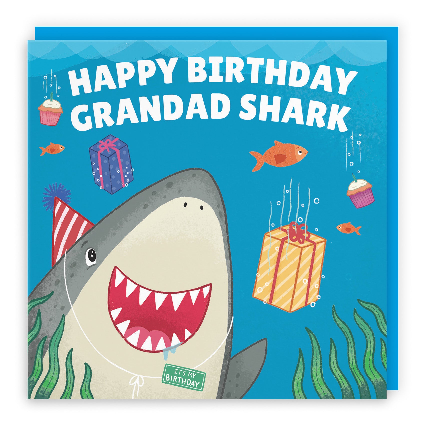 Grandad Cute Shark Birthday Card Ocean - Default Title (B09W2V9BFK)