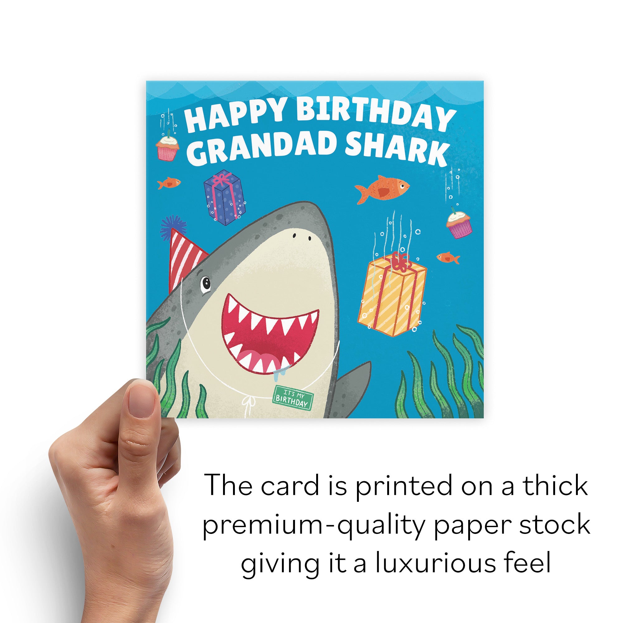 Grandad Cute Shark Birthday Card Ocean - Default Title (B09W2V9BFK)