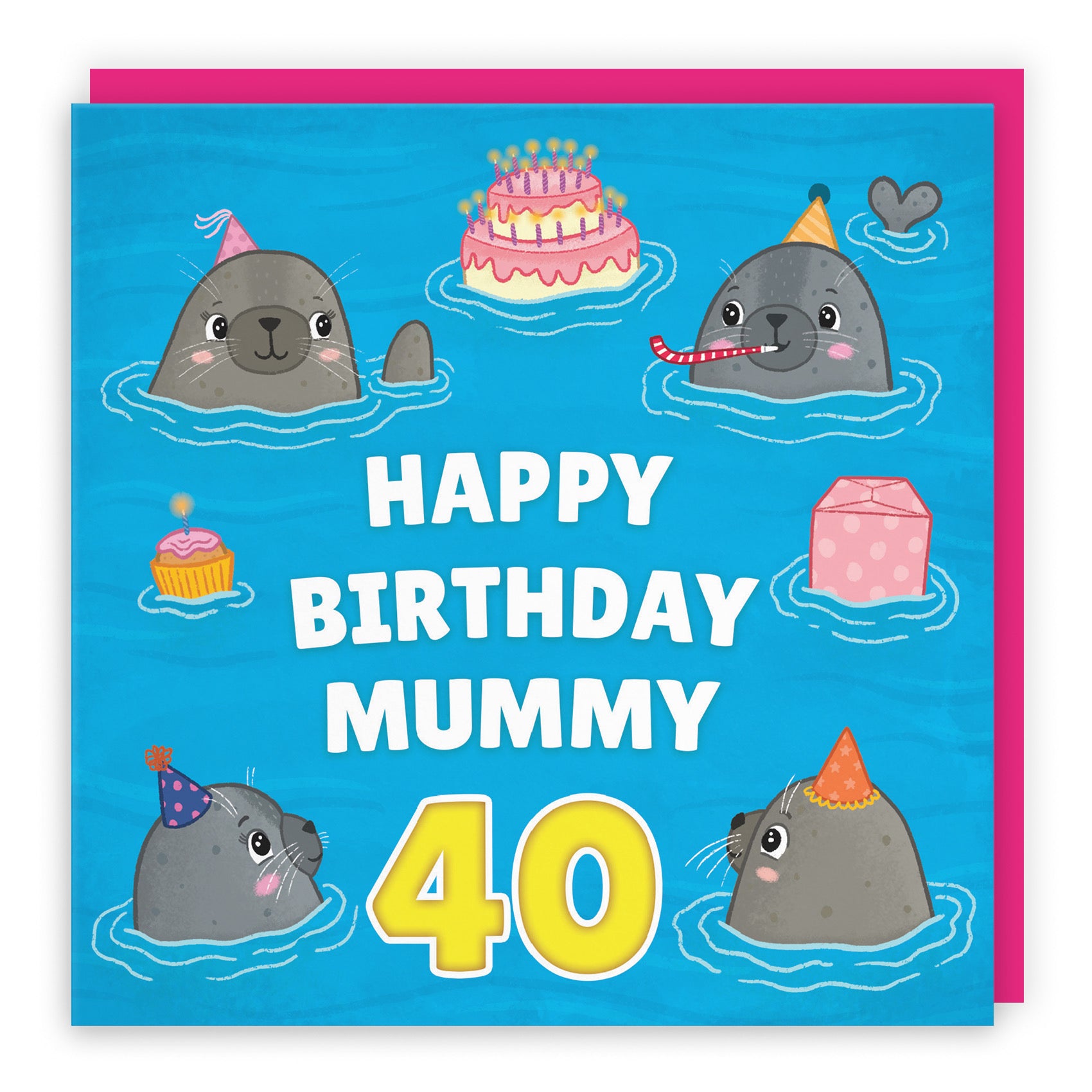 40th Mummy Cute Seals Birthday Card Ocean - Default Title (B09W2X3ZK4)