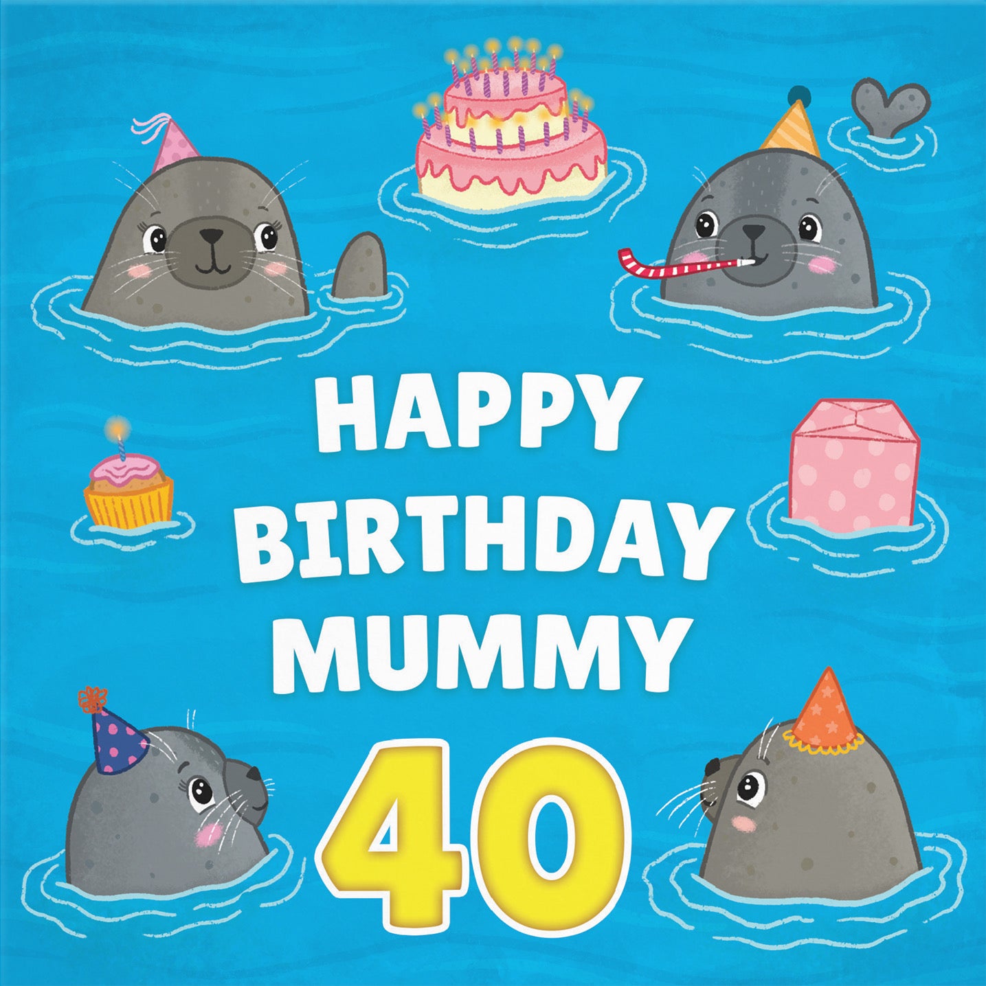 40th Mummy Cute Seals Birthday Card Ocean - Default Title (B09W2X3ZK4)