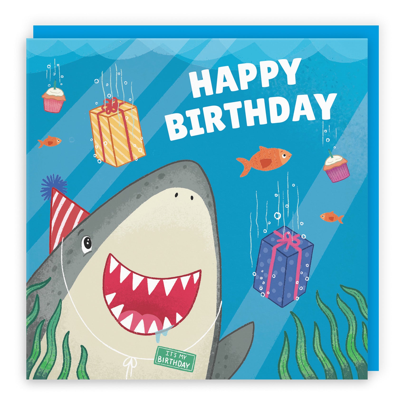 Cute Shark Kids Birthday Card Ocean - Default Title (B09W2XGJ4W)