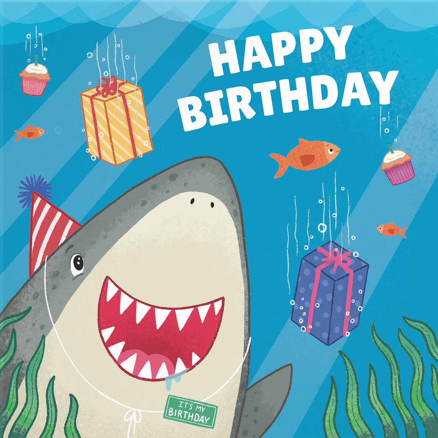 Cute Shark Kids Birthday Card Ocean - Default Title (B09W2XGJ4W)