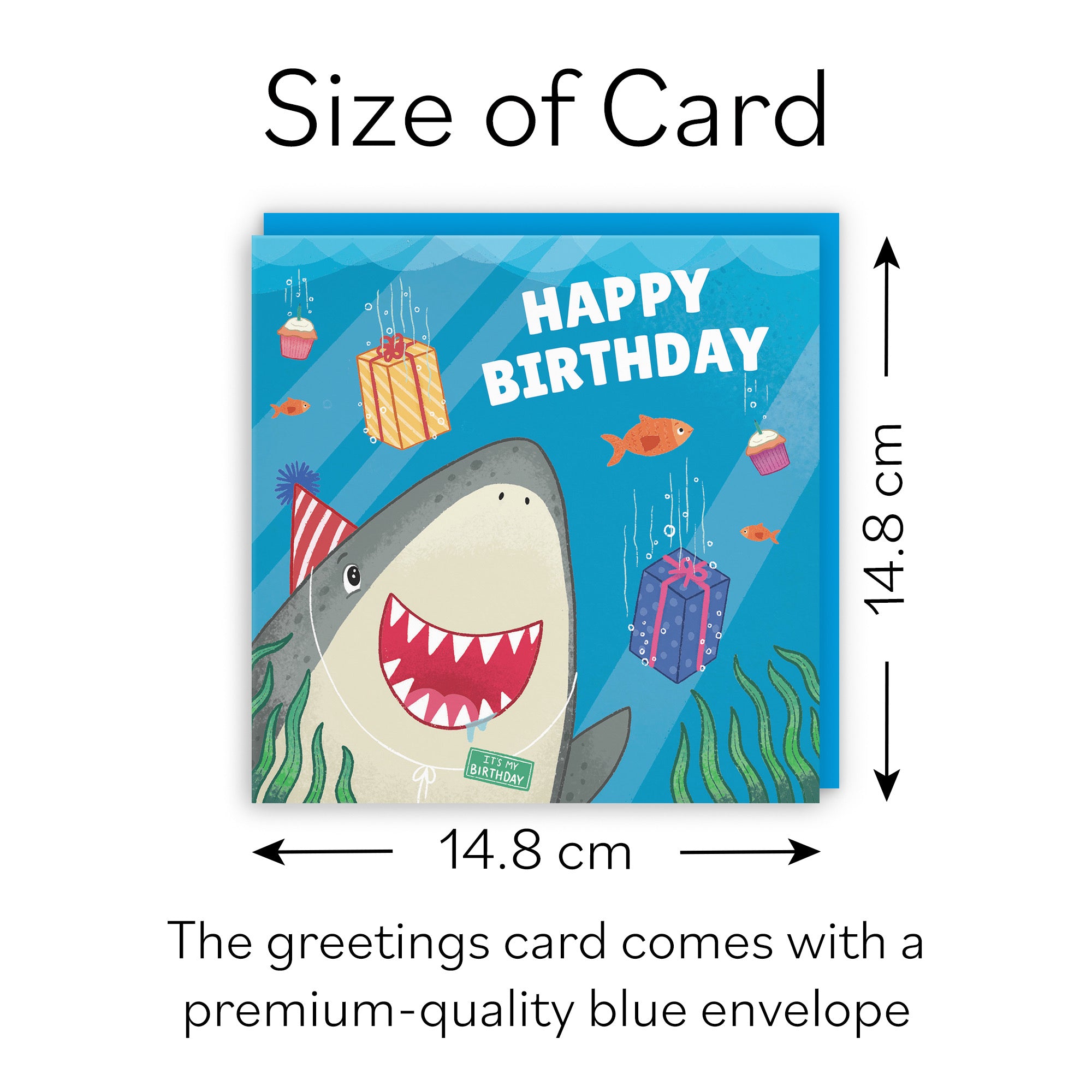 Cute Shark Kids Birthday Card Ocean - Default Title (B09W2XGJ4W)