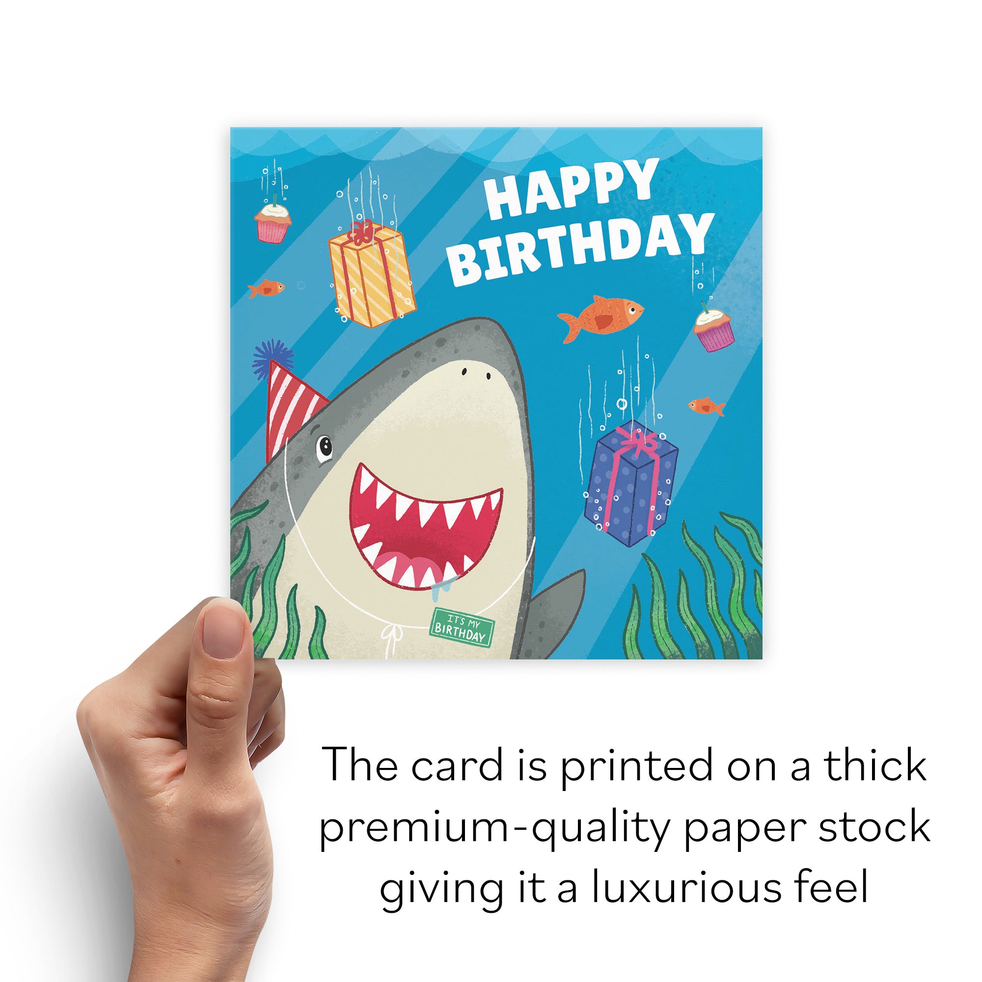 Cute Shark Kids Birthday Card Ocean - Default Title (B09W2XGJ4W)