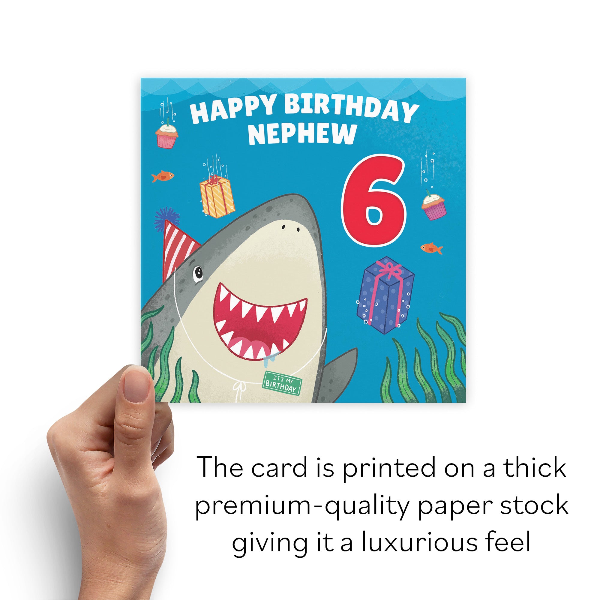 6th Nephew Cute Shark Birthday Card Ocean - Default Title (B09W2XHTTF)