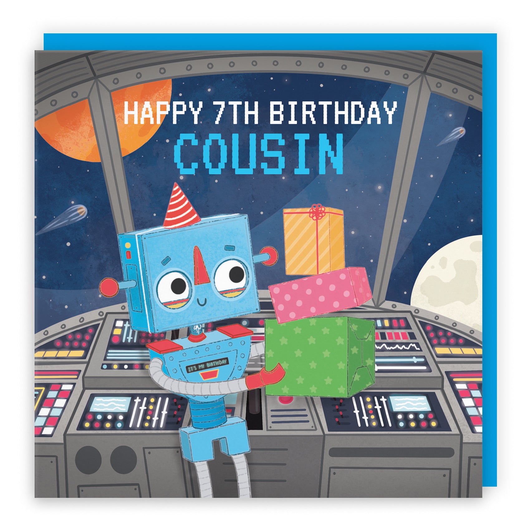 7th Cousin Boys Space Robot Birthday Card Imagination - Default Title (B09W2XJ62D)