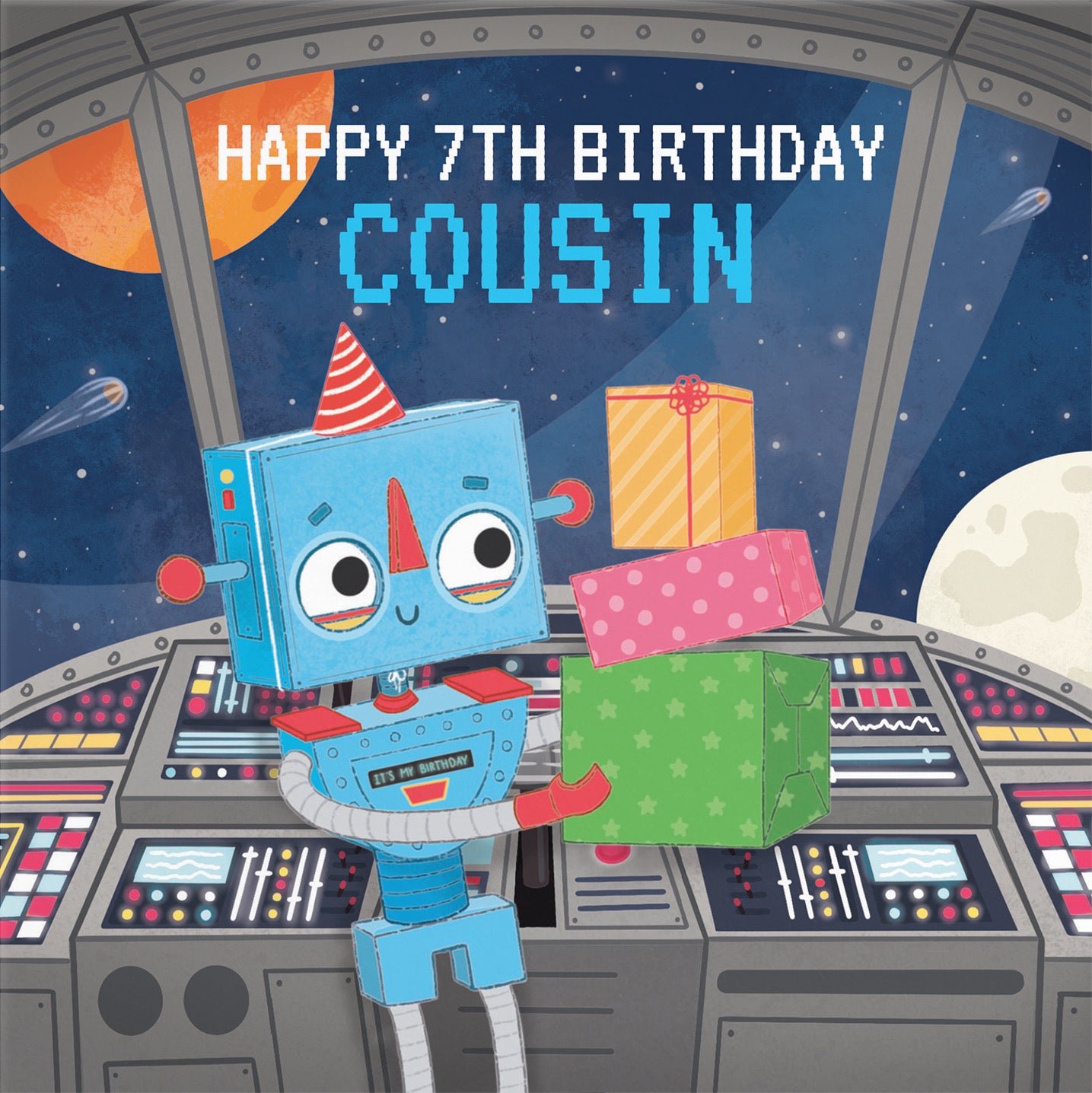 7th Cousin Boys Space Robot Birthday Card Imagination - Default Title (B09W2XJ62D)