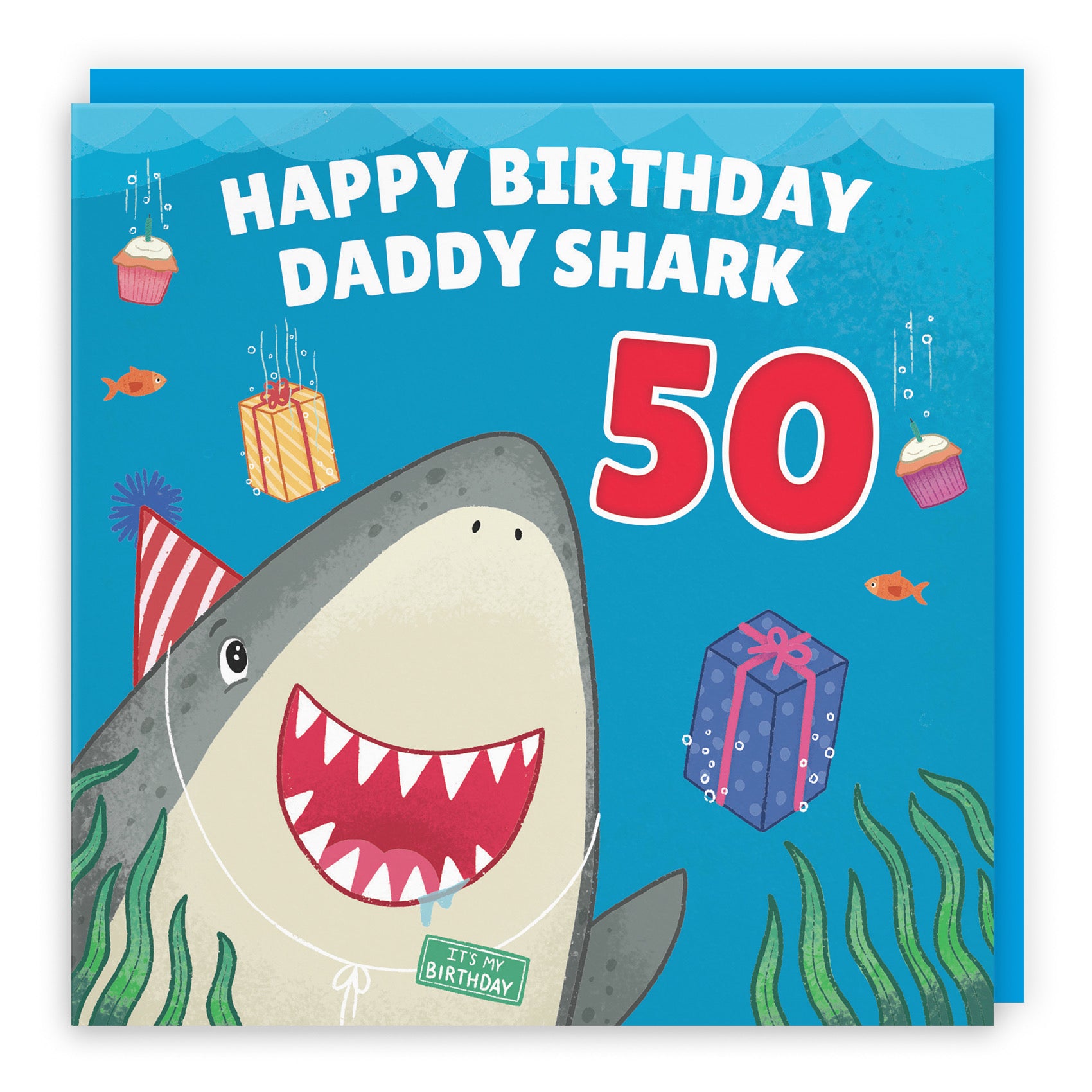 50th Daddy Cute Shark Birthday Card Ocean - Default Title (B09W2XKCN5)