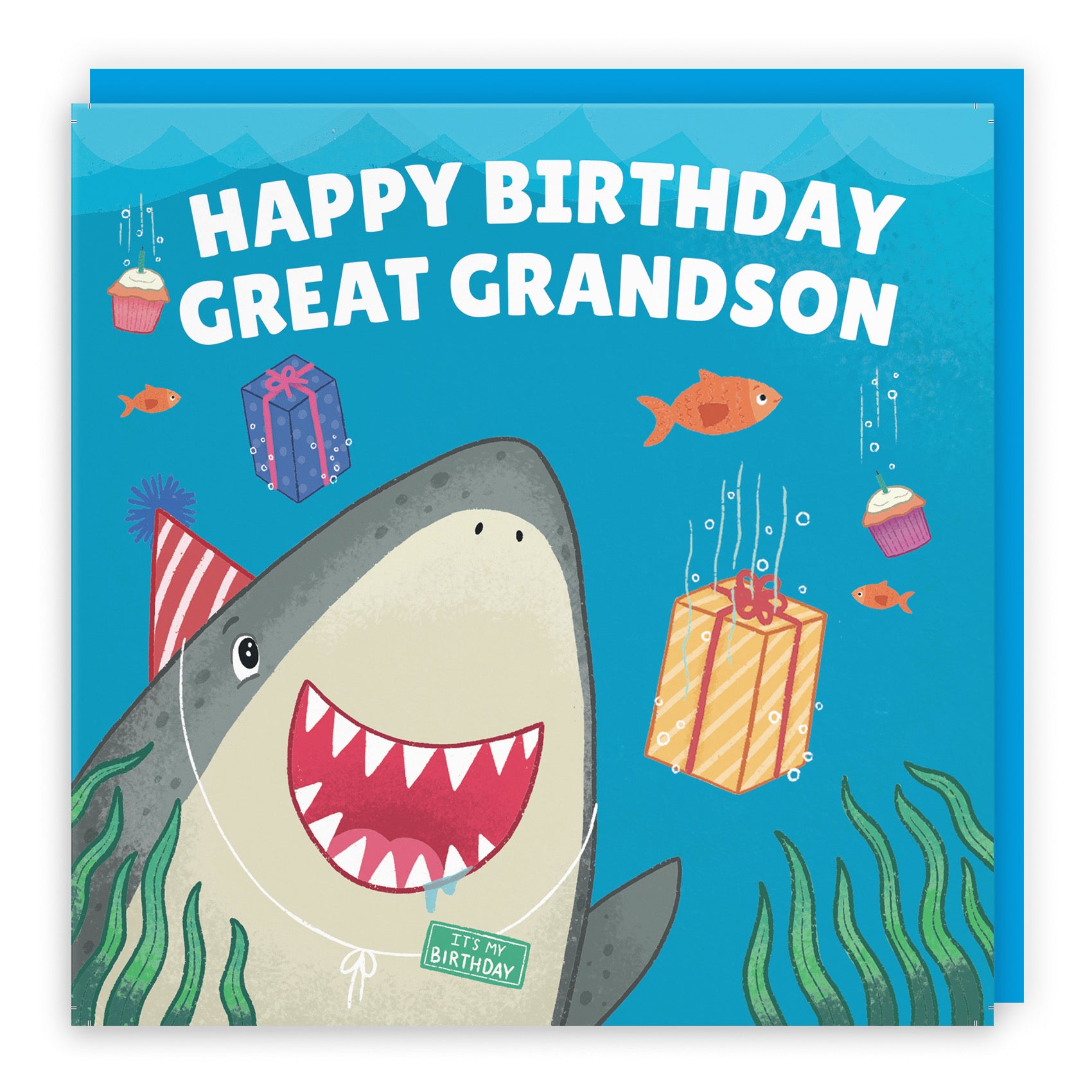 Great Grandson Cute Shark Birthday Card Ocean - Default Title (B09W2XPX8K)