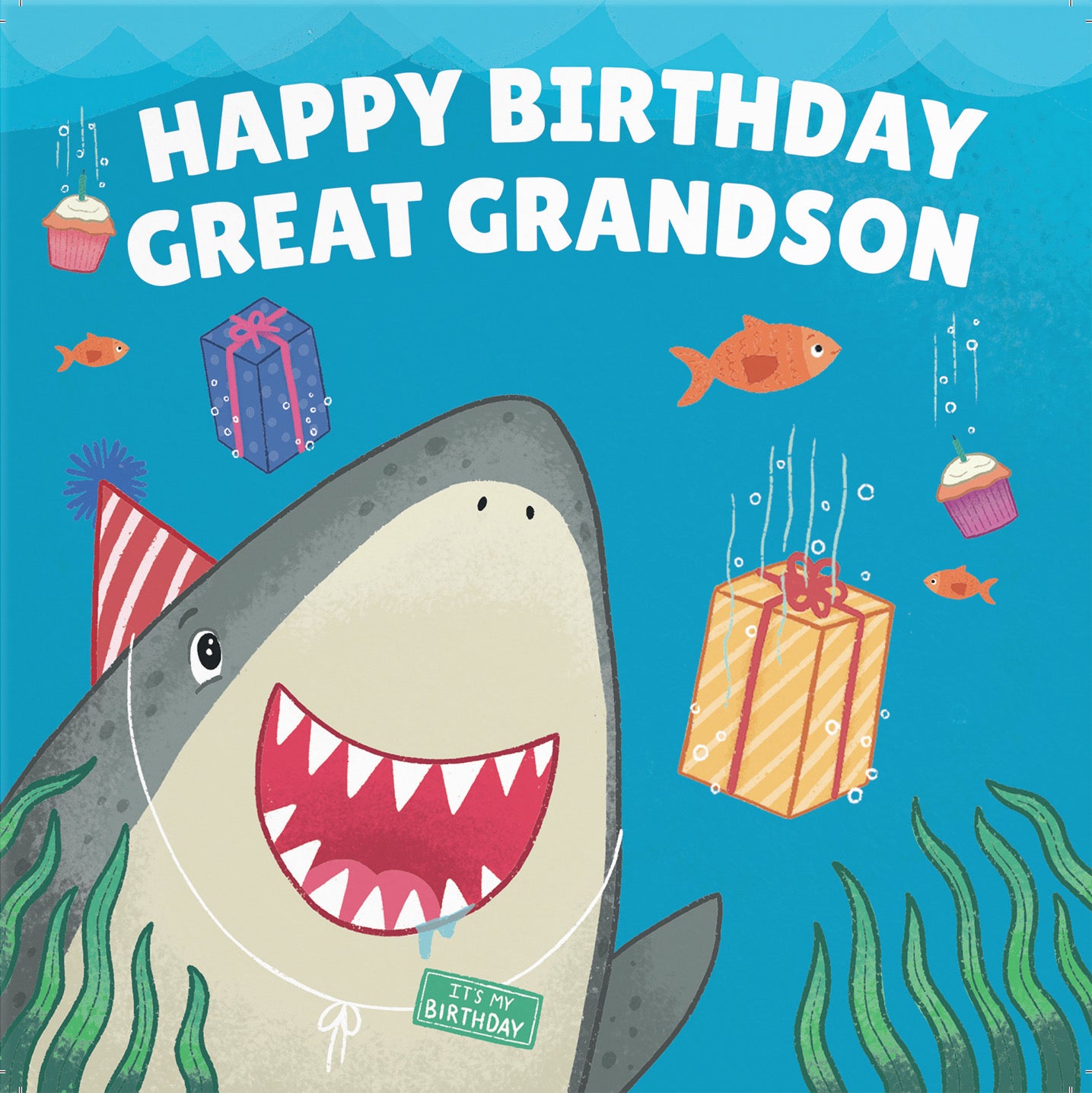 Great Grandson Cute Shark Birthday Card Ocean - Default Title (B09W2XPX8K)