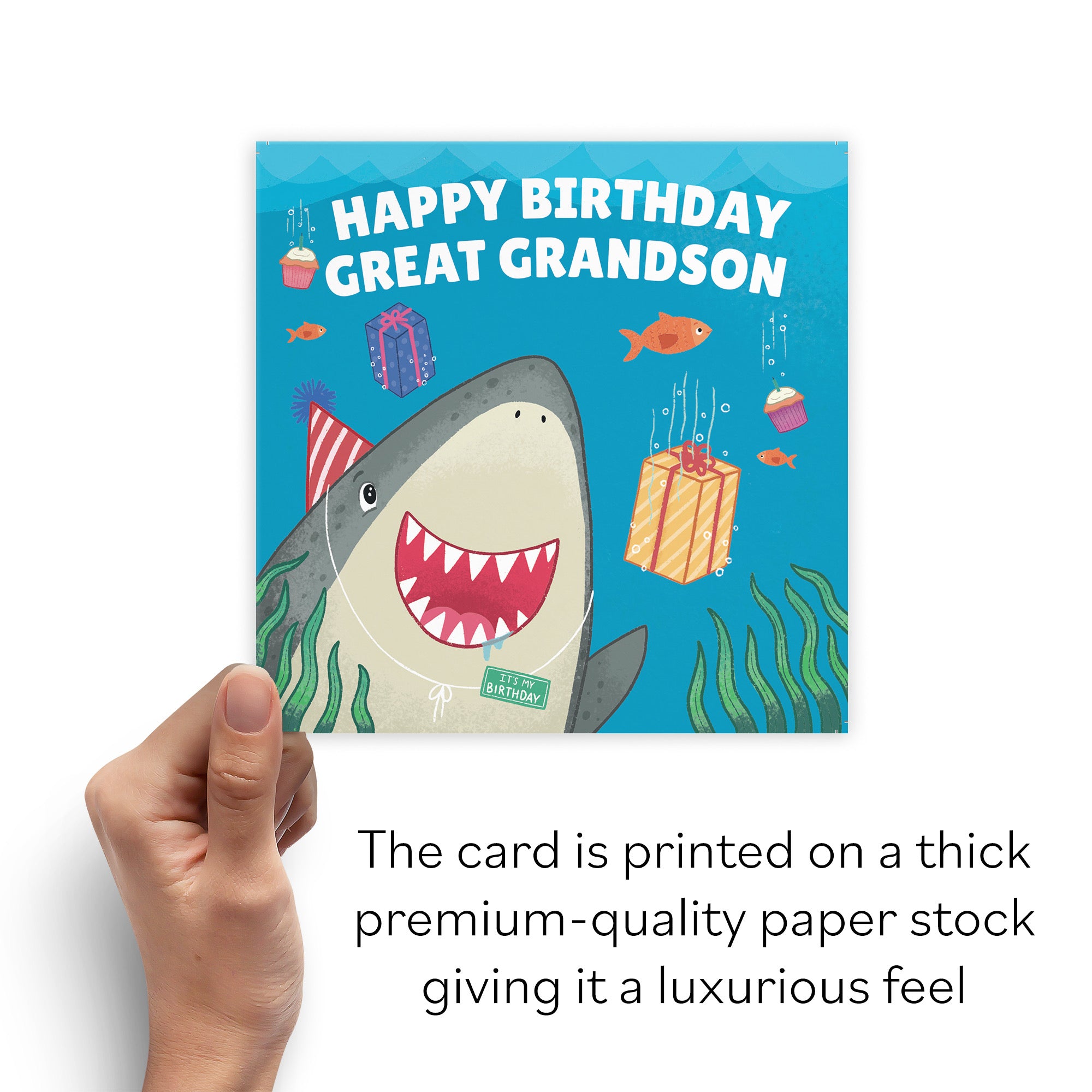 Great Grandson Cute Shark Birthday Card Ocean - Default Title (B09W2XPX8K)