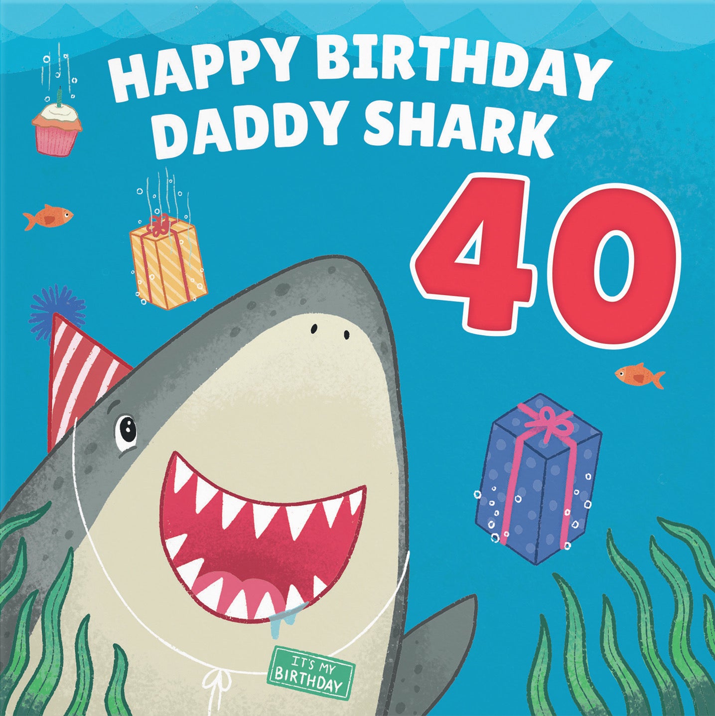 40th Daddy Cute Shark Birthday Card Ocean - Default Title (B09W2XS5DN)