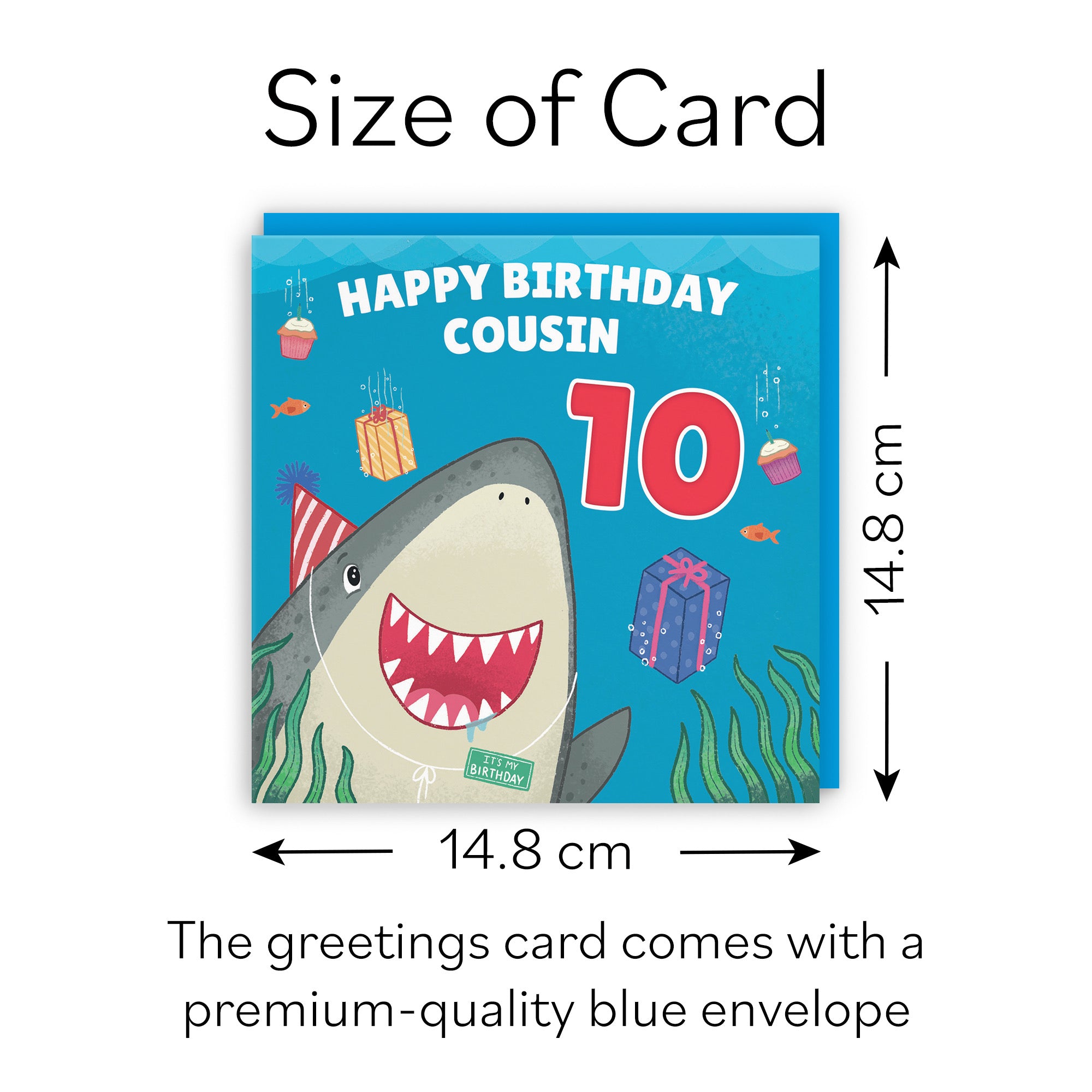 10th Cousin Boys / Girls Cute Shark Birthday Card Ocean - Default Title (B09W2XTQFM)